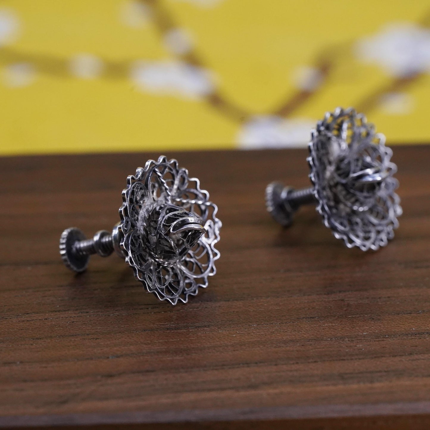 Mexican Sterling silver earrings, southwestern 925 sombrero hat screw back