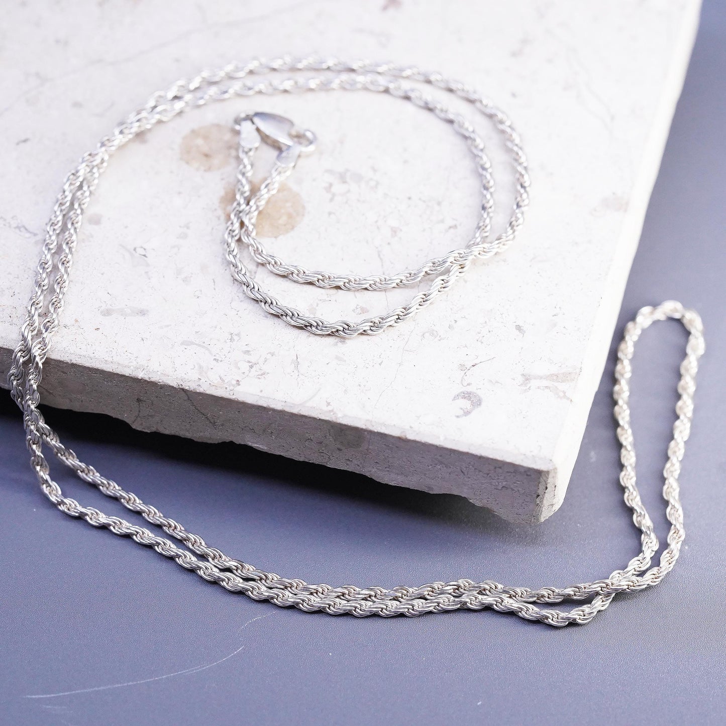 30”, 2mm, vintage Sterling silver handmade necklace, 925 rope chain
