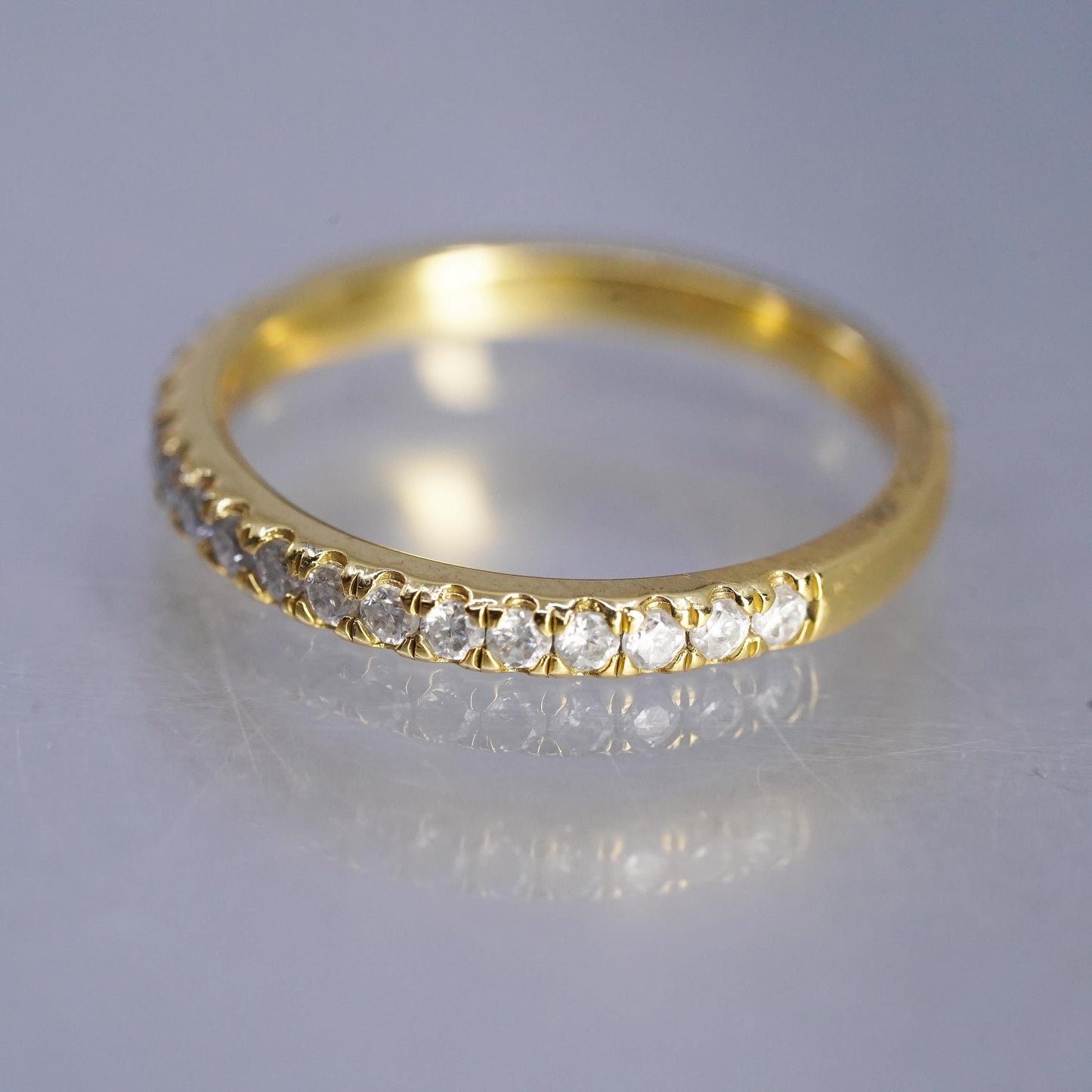 Size 5, vintage gold plated Sterling 925 silver hammered ring, cluster Cz band