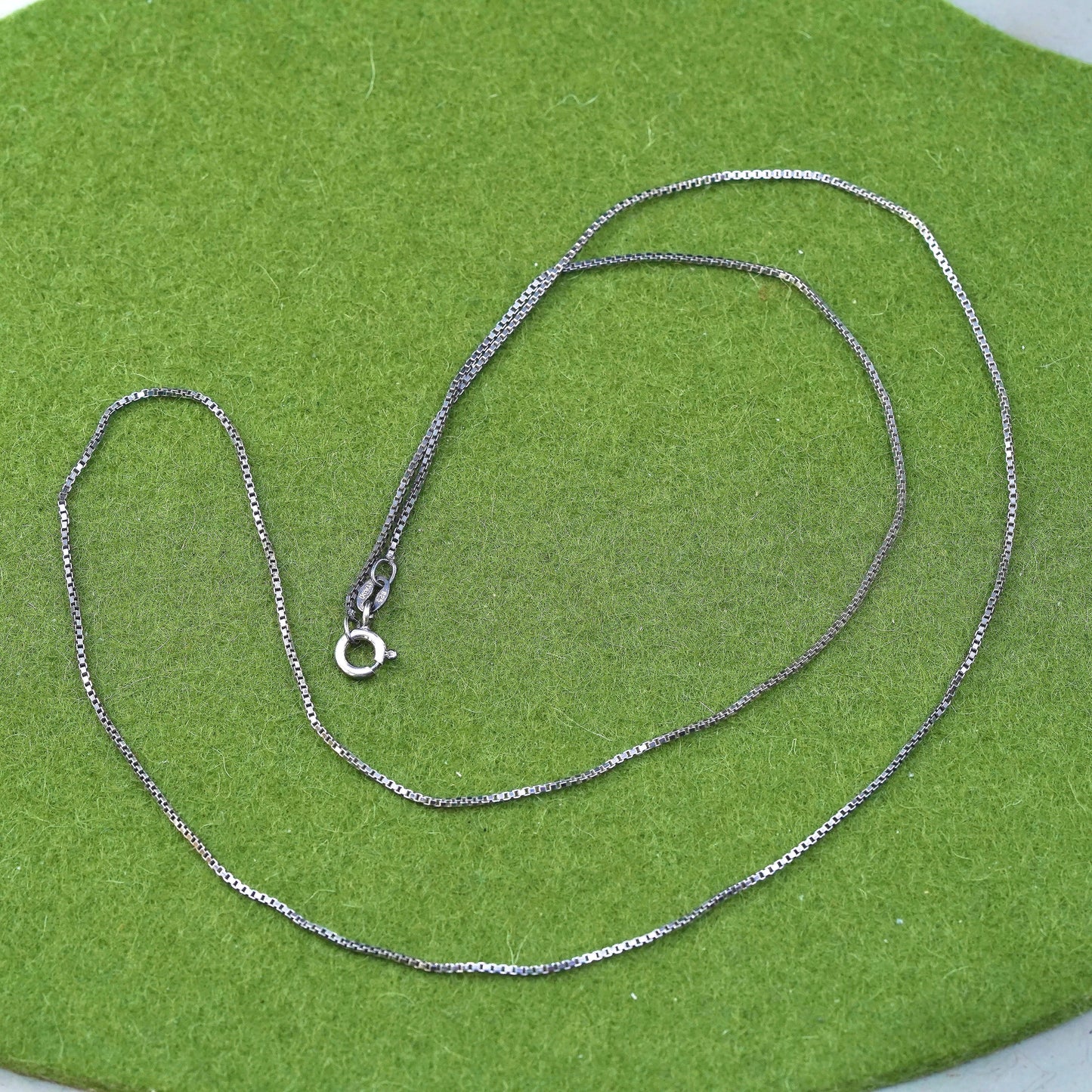 24", 1mm, Vintage Italian sterling 925 silver box chain, necklace