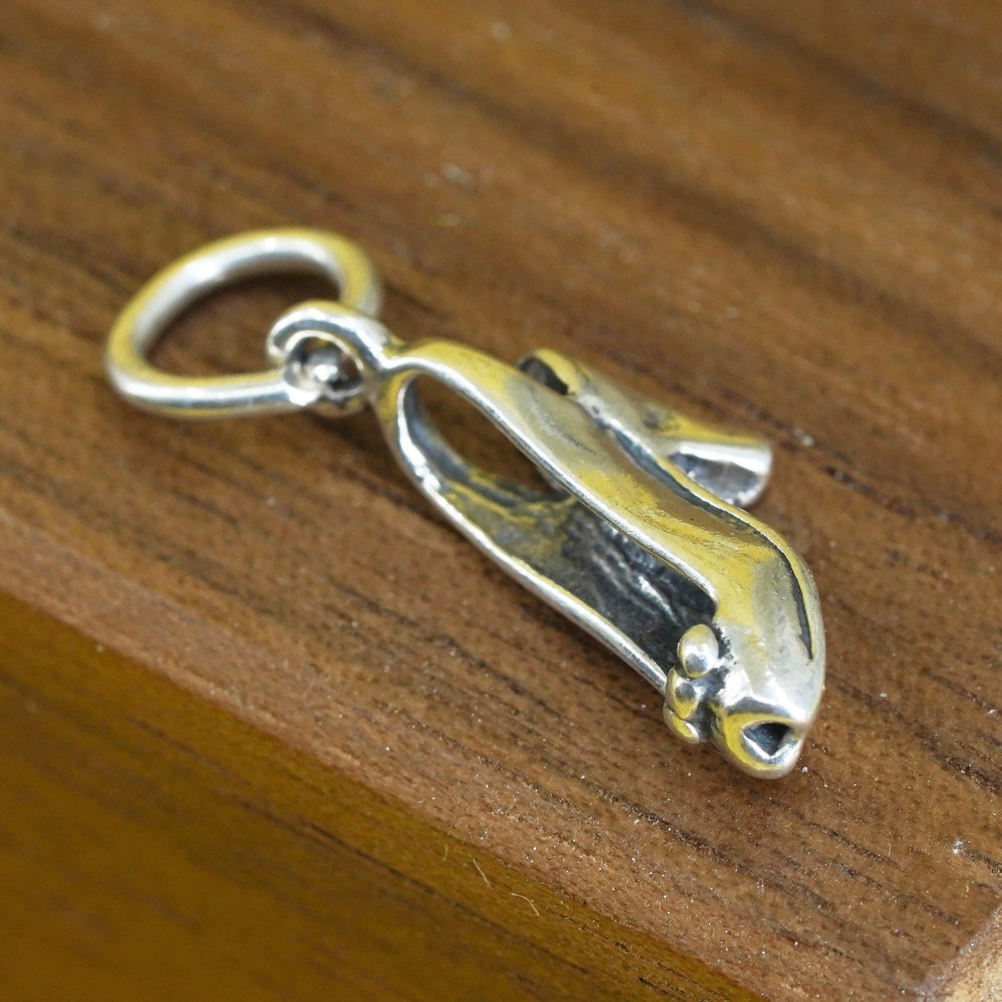 Vintage Sterling silver handmade pendant, 925 high heel shoe charm