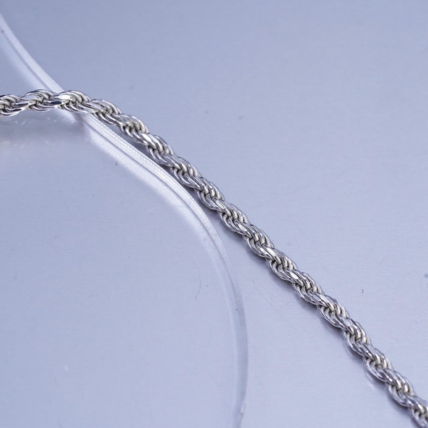 30" 3mm, vintage Italian Sterling 925 silver diamond cut rope chain necklace