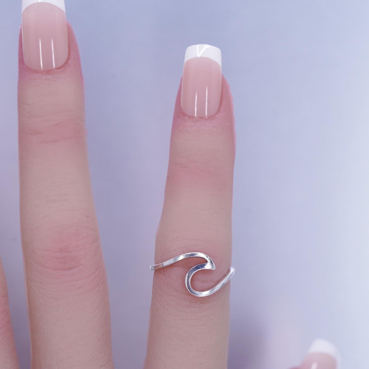 Size 4.5, vintage modern Sterling 925 silver handmade ring, wavy band