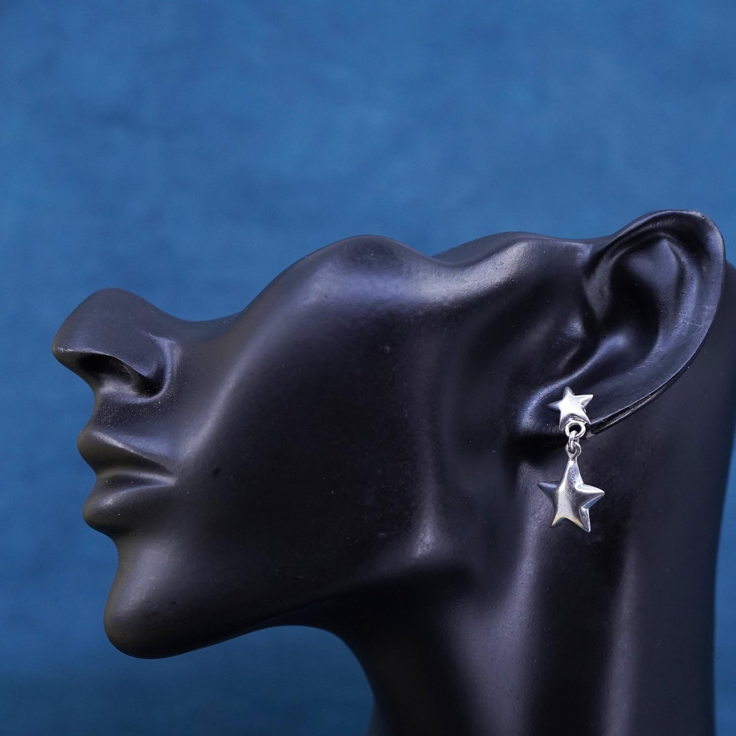 Vintage Sterling Silver handmade Earrings. 925 star dangles