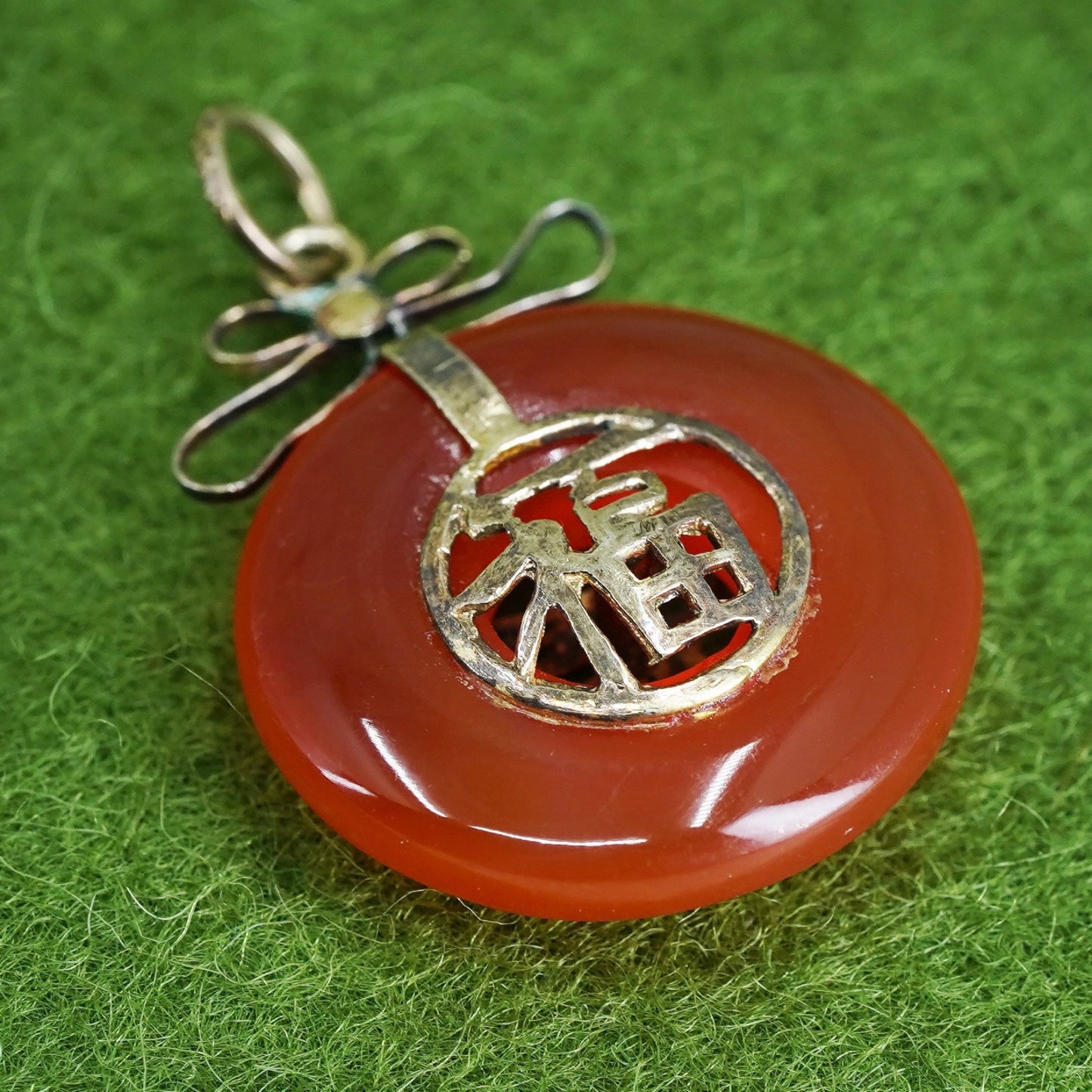 vermeil gold sterling silver happyniess pendant, 925 filigree circle carnelian
