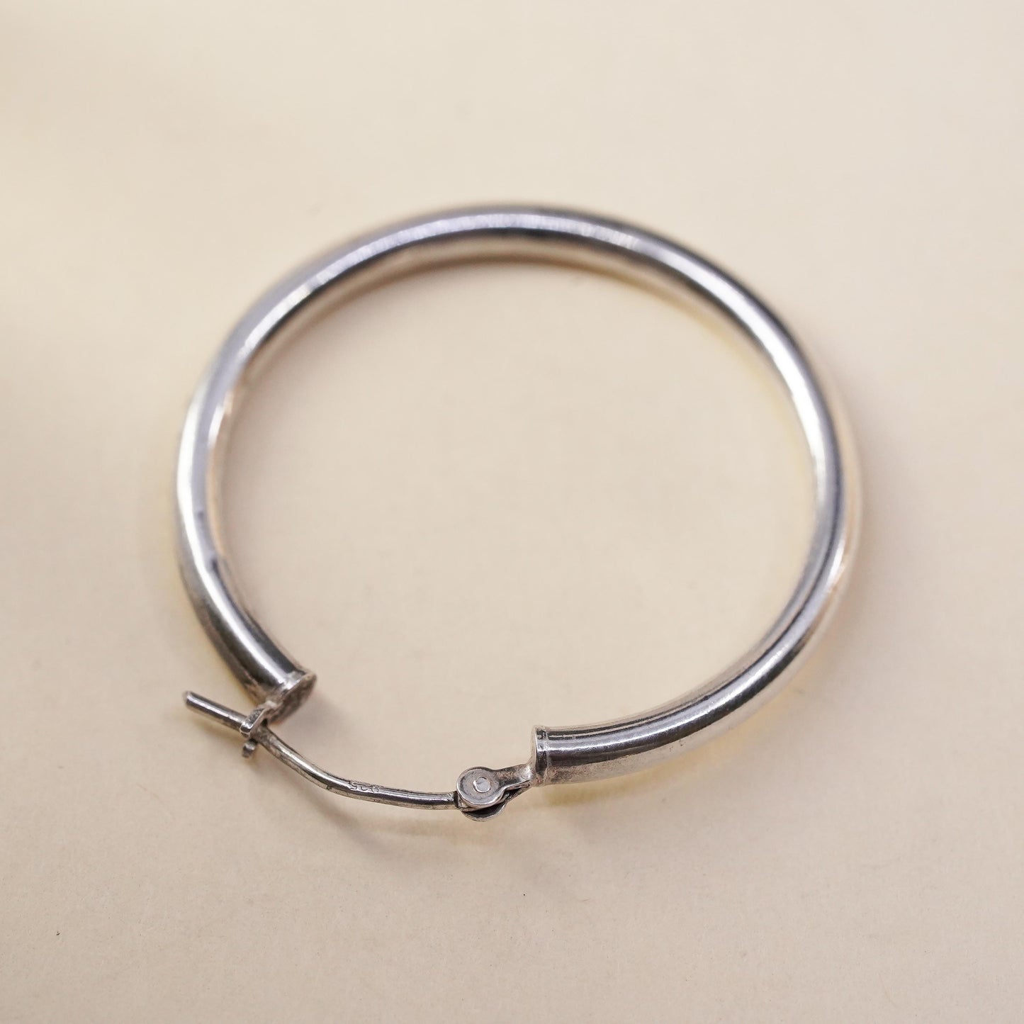 1.25", Vintage sterling silver single earring, bold minimalist primitive hoop