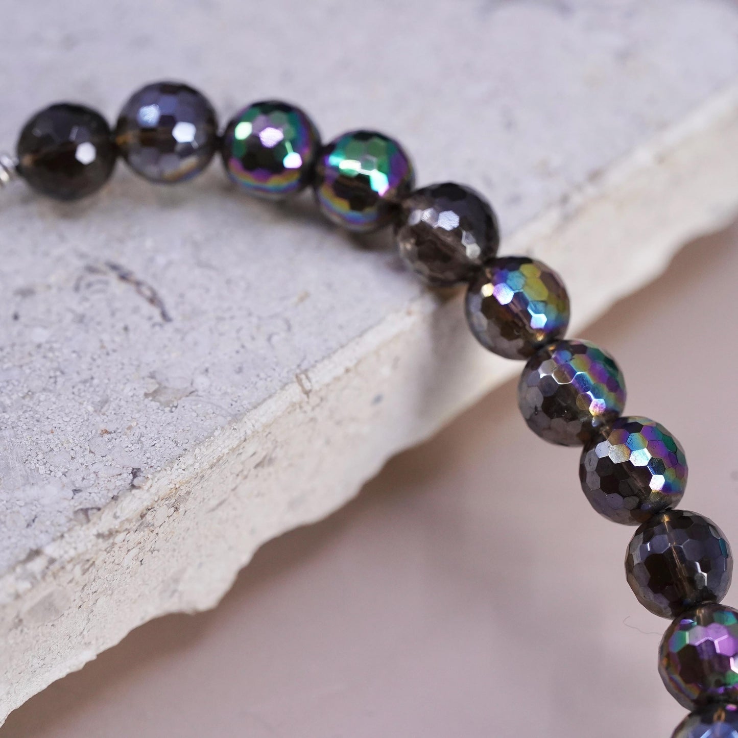 12", VTG Sterling silver handmade necklace, 8mm dark AB crystal choker collar