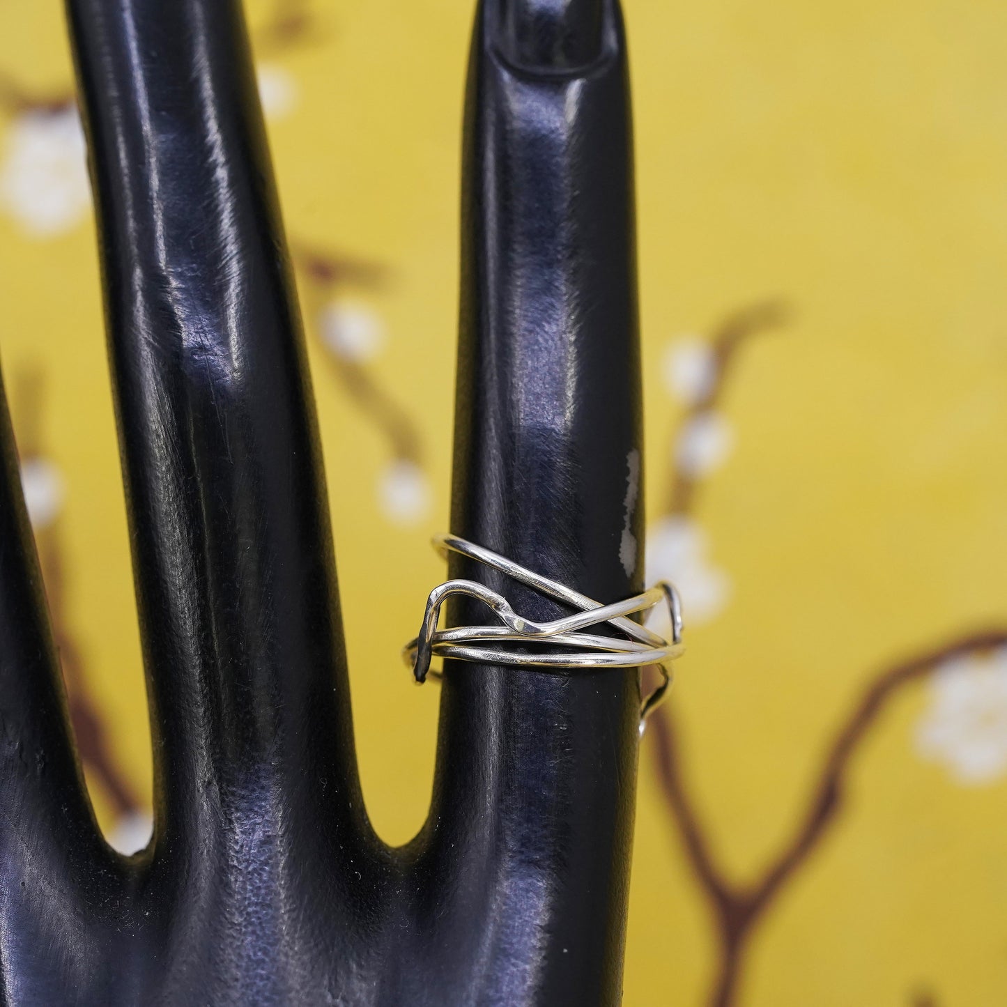vintage Sterling silver handmade ring, puzzle 925 silver entwined band