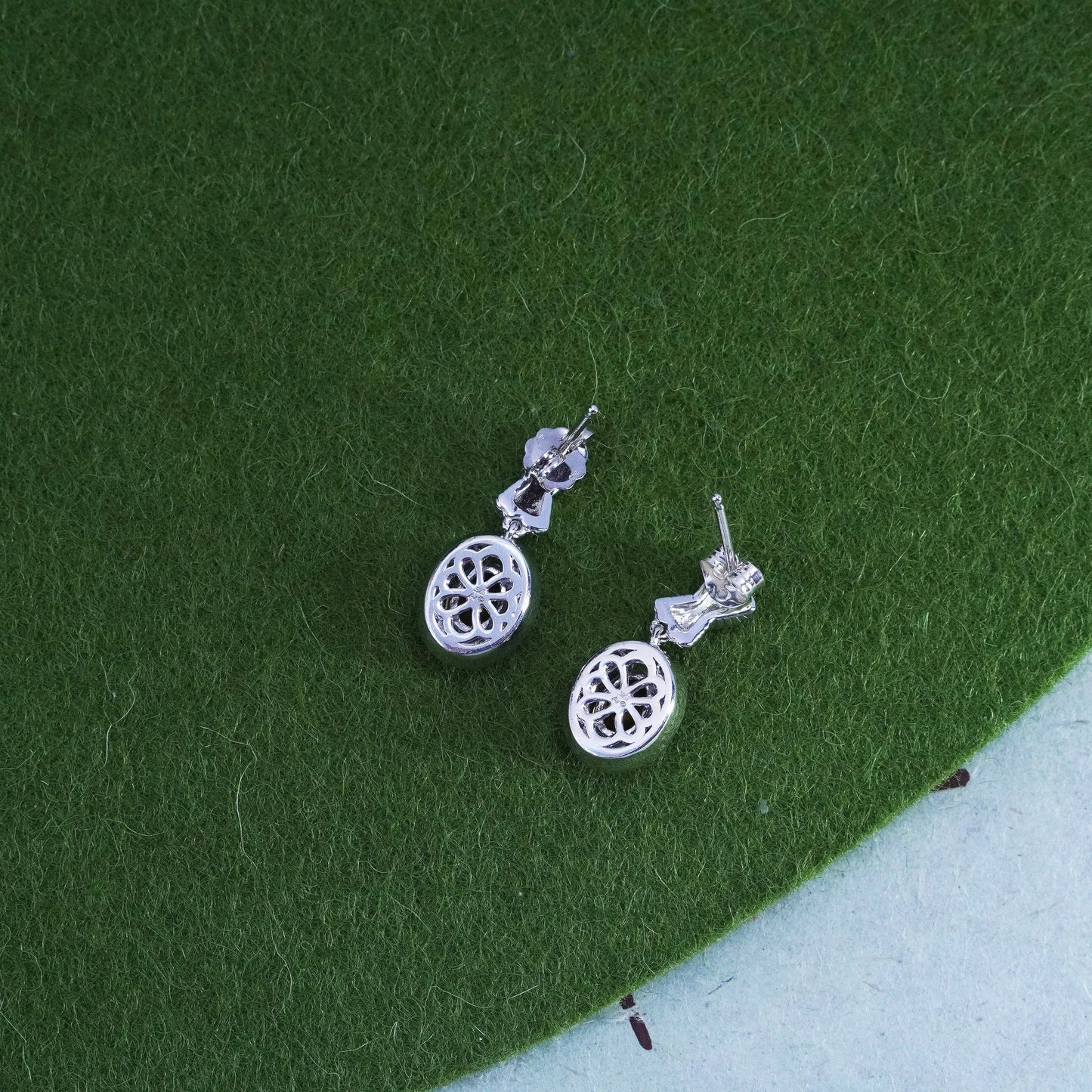 Vintage Sterling 925 silver handmade earrings with citrine and cz around