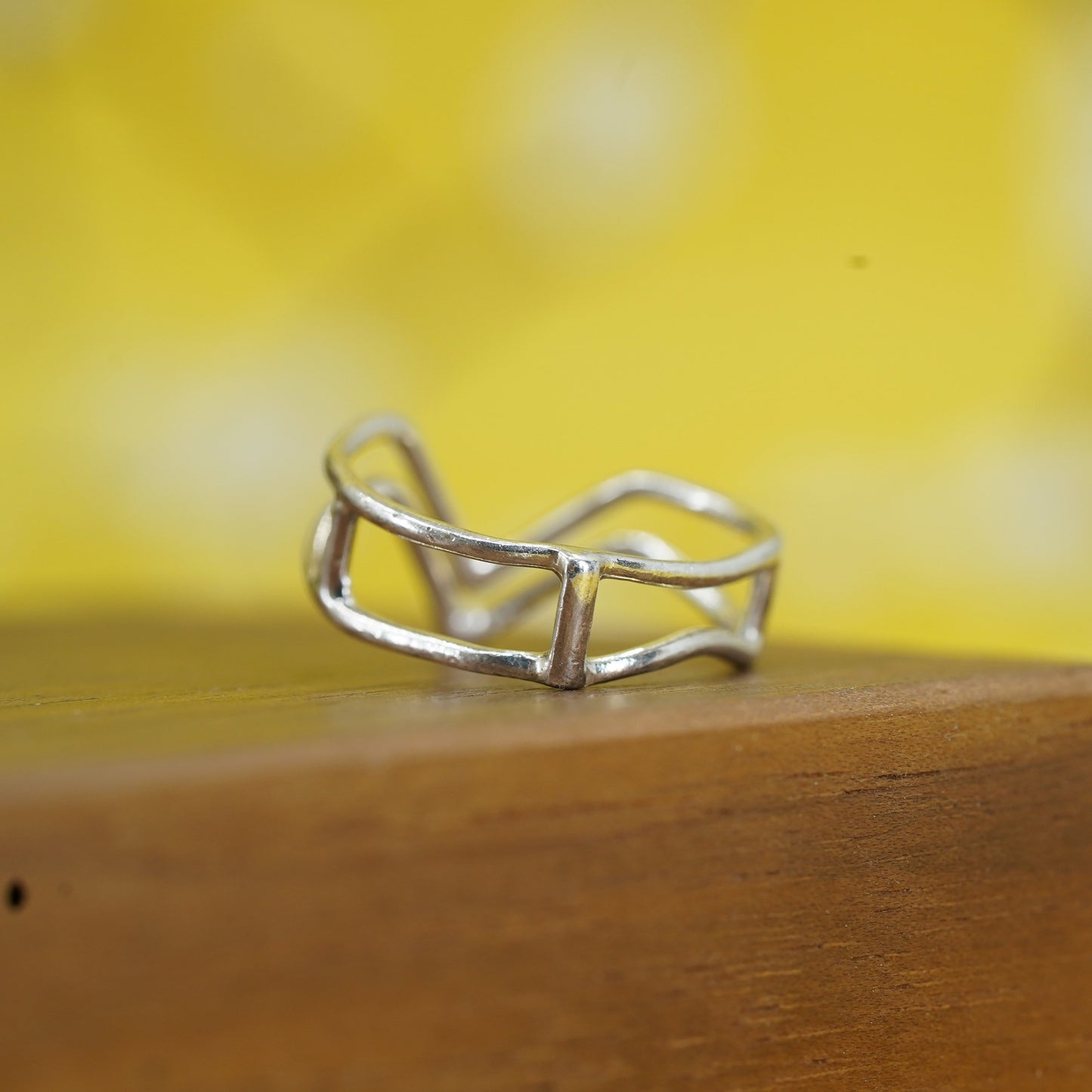 Size 5.25, vintage Sterling silver handmade ring, 925 wired V shaped band