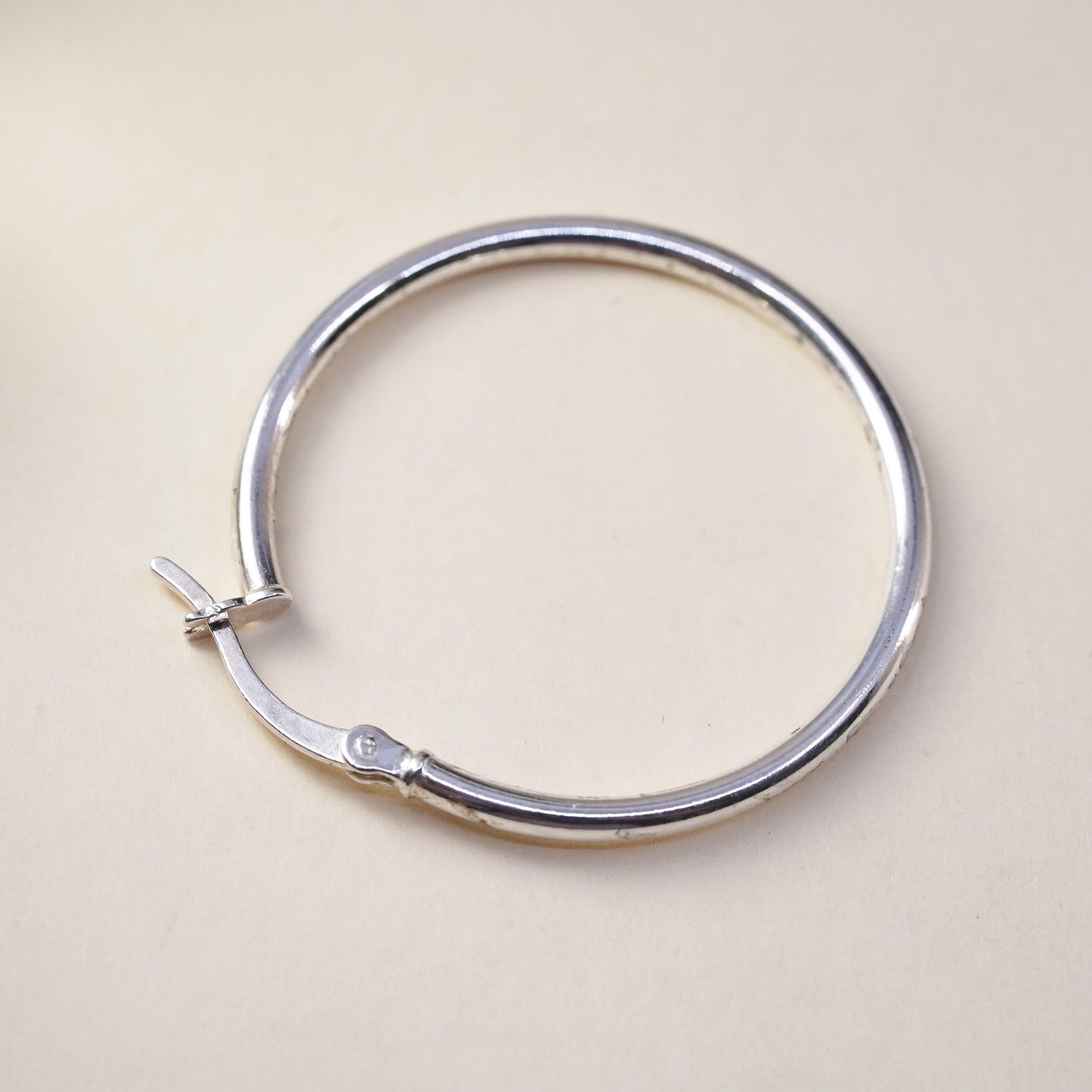1", Vintage sterling silver loop single earring, minimalist primitive hoop