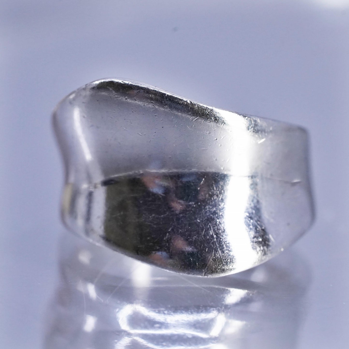 Size 8, vintage modern Sterling 925 silver handmade ring, wavy band