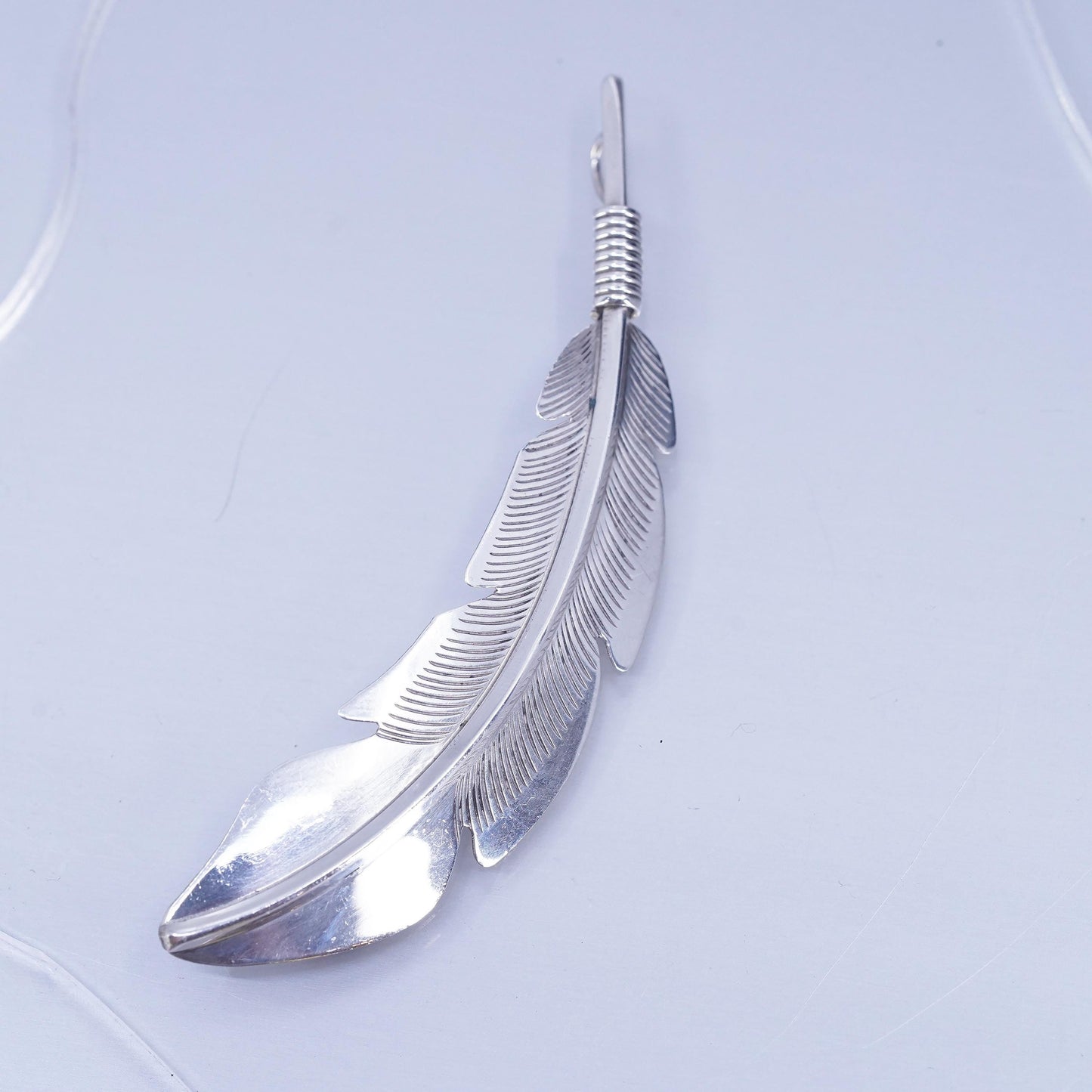 Native American Ben Livingston Sterling 925 Silver feather Brooch pendant