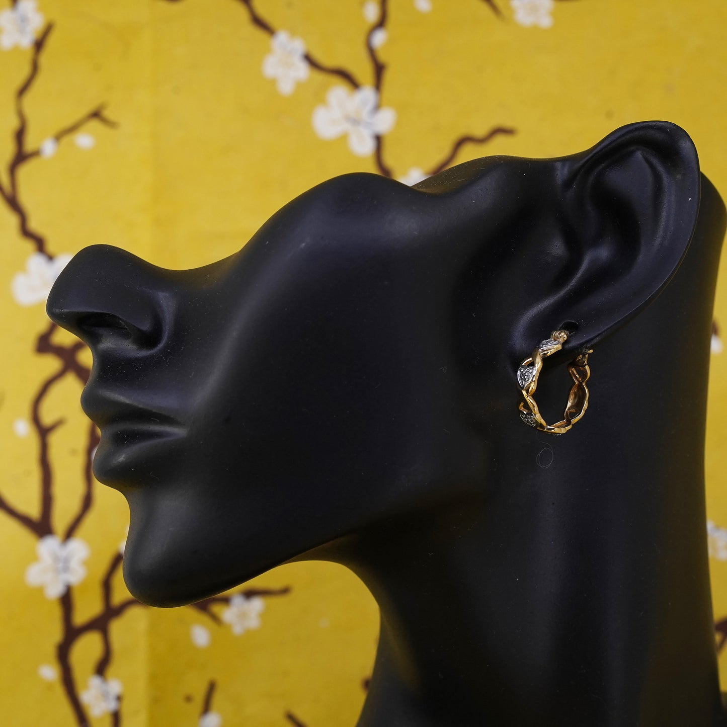 0.75”, Vintage vermeil gold over Sterling silver handmade earrings, 925 hoops