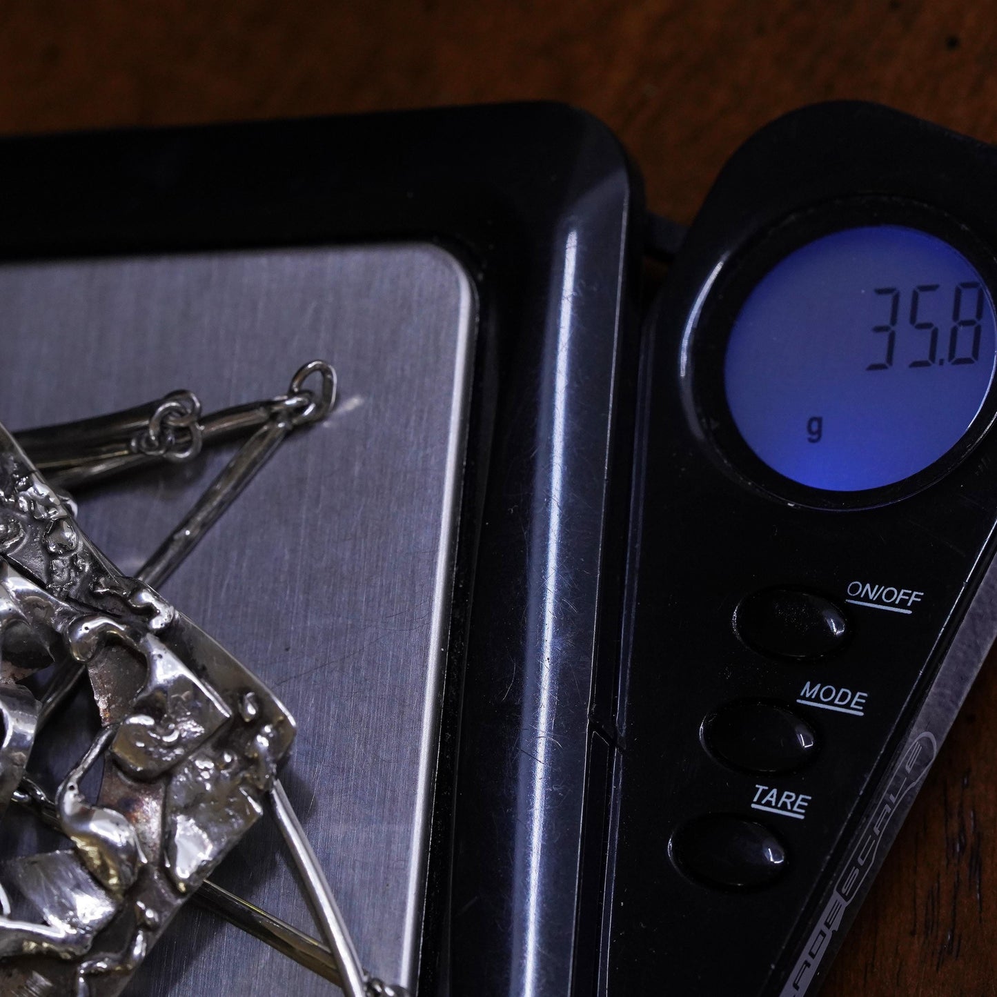 16", Sterling silver brutalism necklace, 925 bar chain oval agate pendant