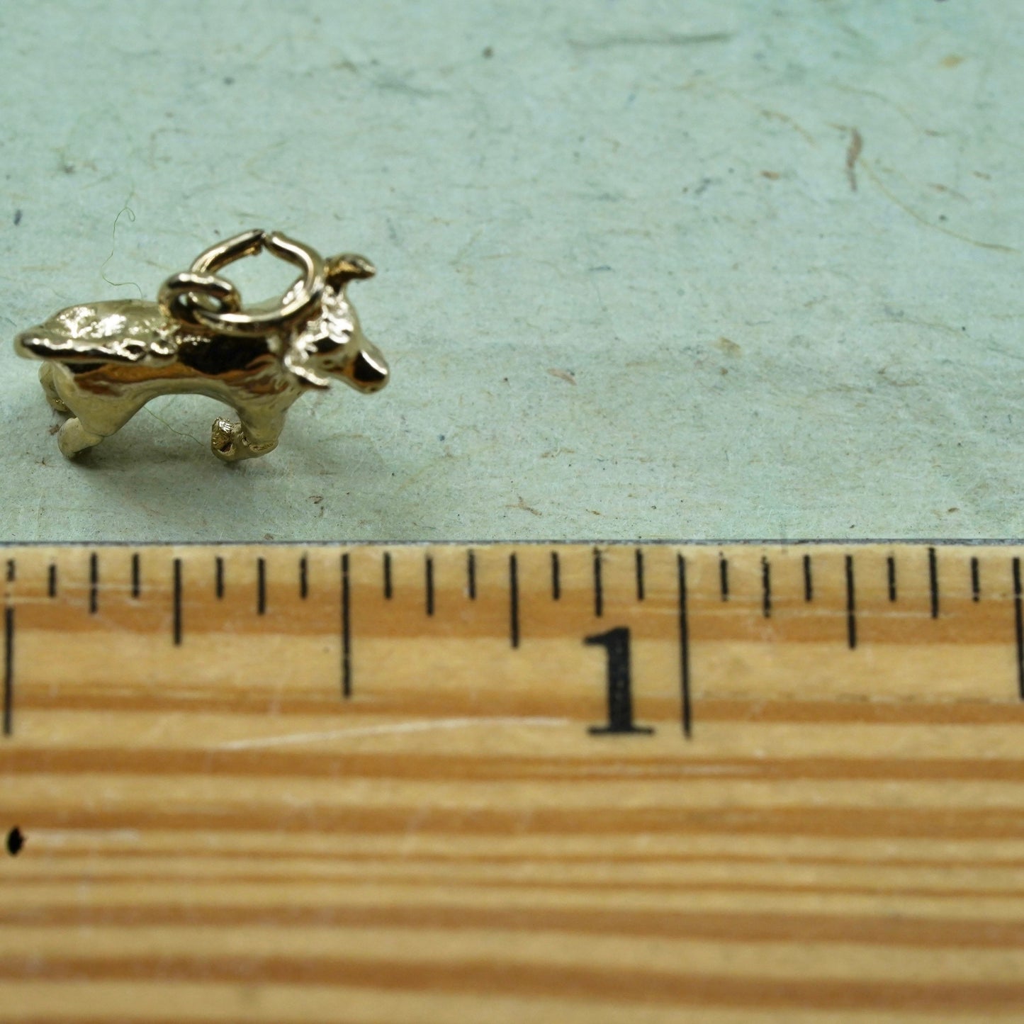 Vintage gold tone Sterling silver handmade pendant, 925 silver bull ox charm