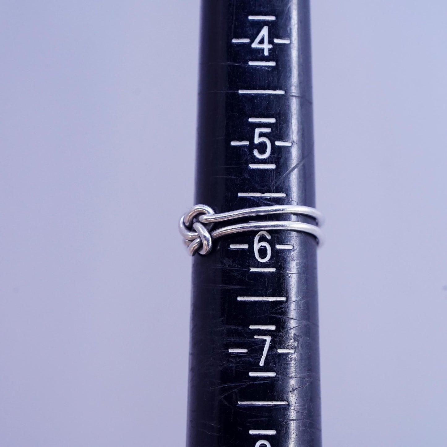 Size 5.75, vintage sterling silver ring, solid 925 silver wired knotted band