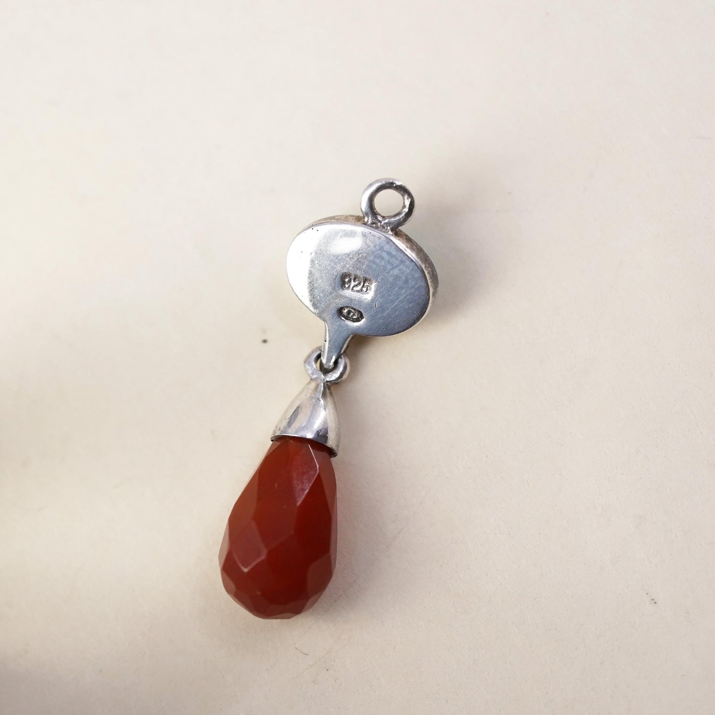sterling sterling silver pendant, 925 turquoise charm with teardrop carnelian