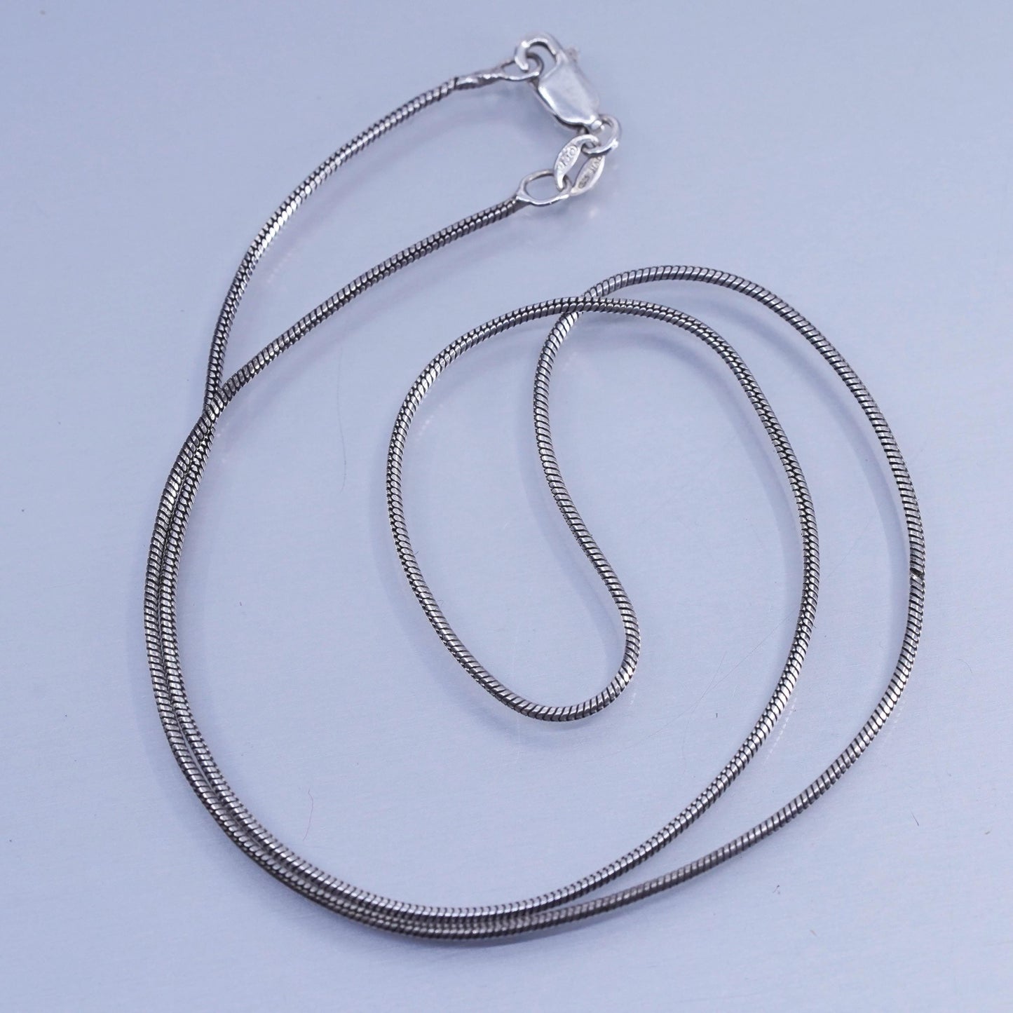 18” 1mm, vintage Sterling 925 silver snake chain necklace