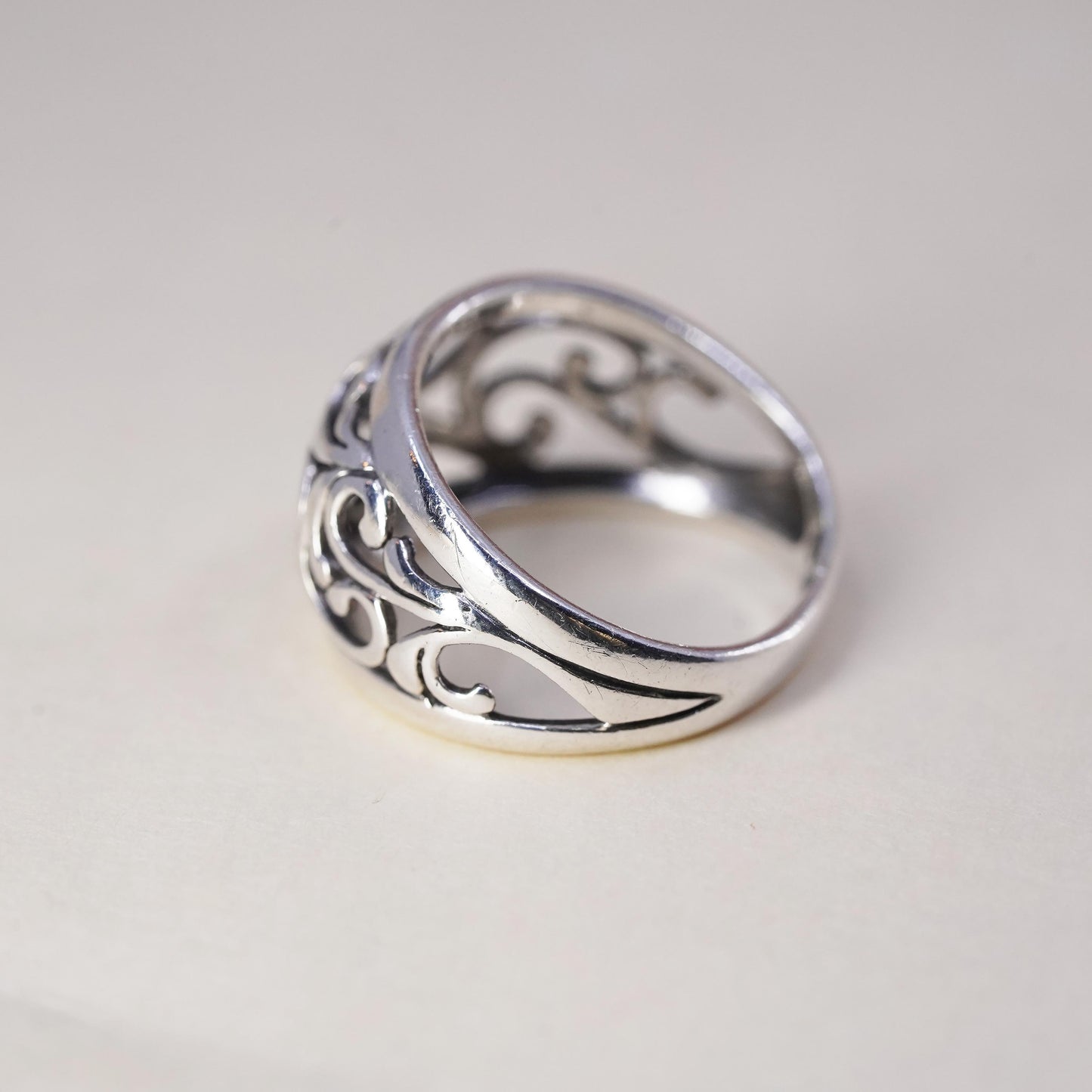 Size 4.5, Vintage sterling silver handmade filigree ring, 925 band