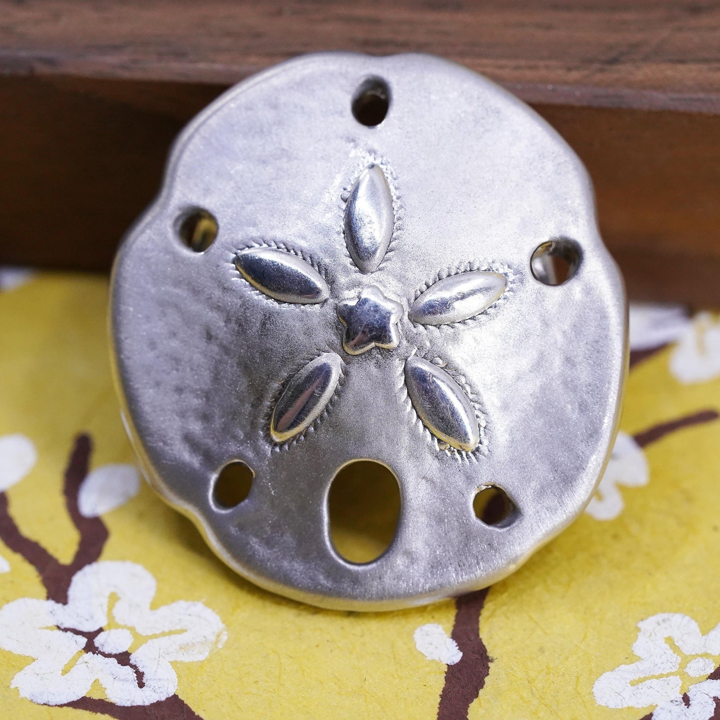 Vintage Italian Sterling Silver Handmade Pendant, 925 sand dollar charm Pendant