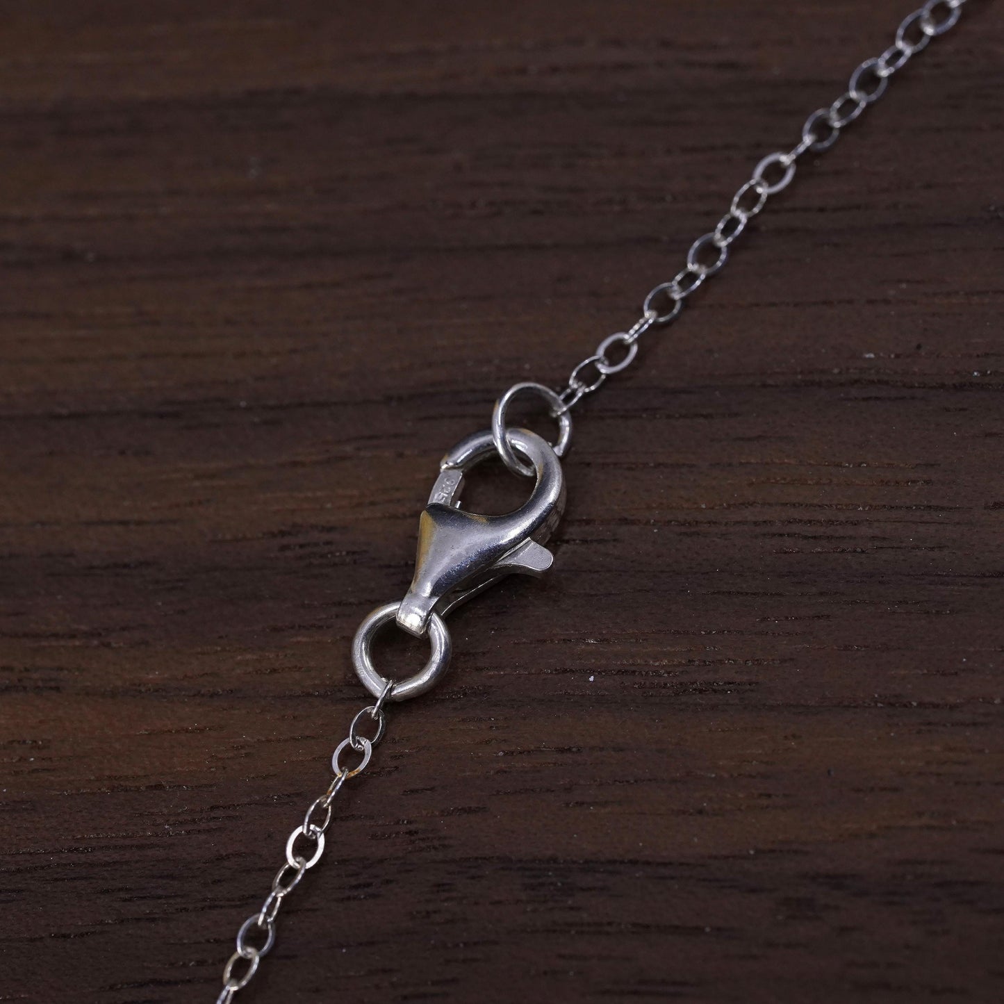 18", Sterling silver necklace, 925 flatten circle chain with tag heart pendant
