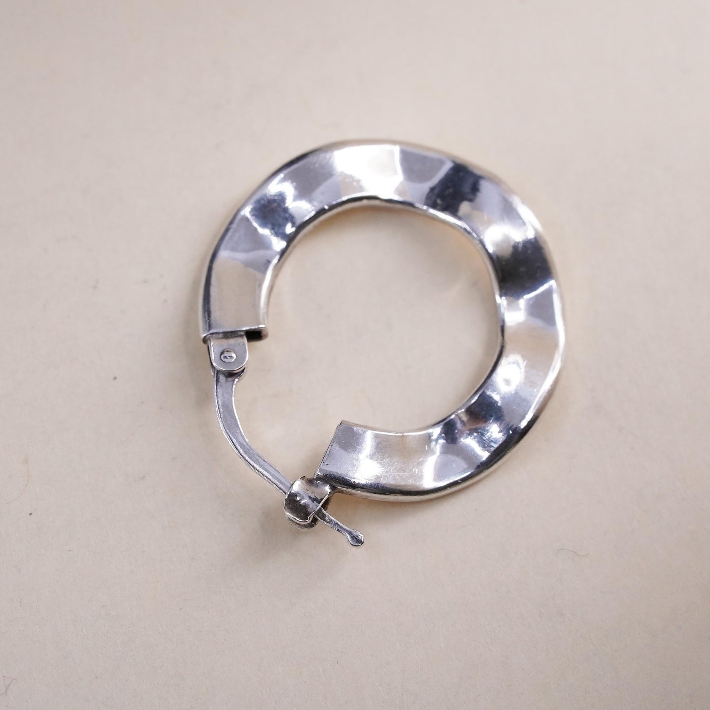 0.75", Vintage sterling silver loop single earring, fashion primitive hoop