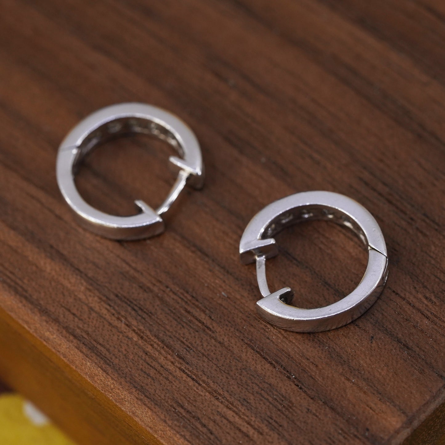 0.5", vintage Sterling silver handmade earrings, 925 huggie hoops w/ cluster cz