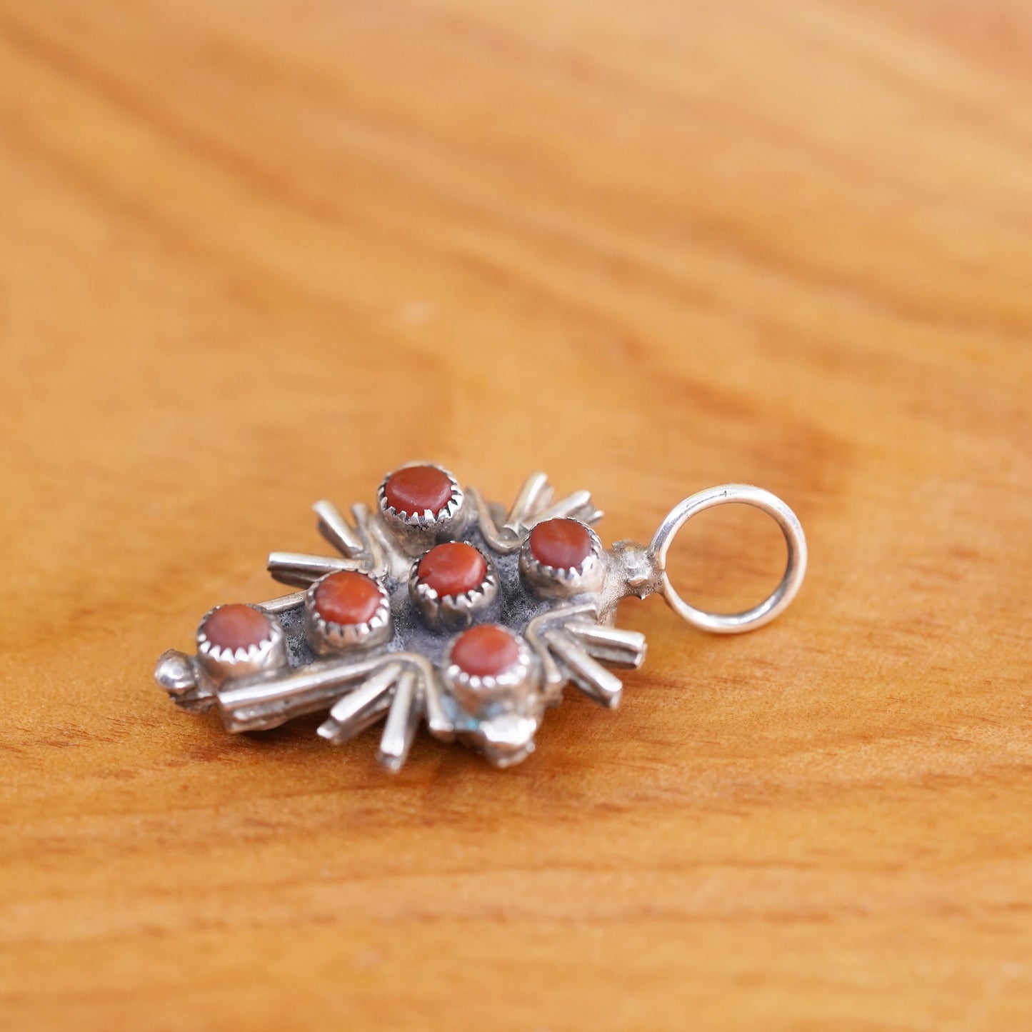 Sterling 925 silver double sided cross pendant, southwestern, turquoise coral