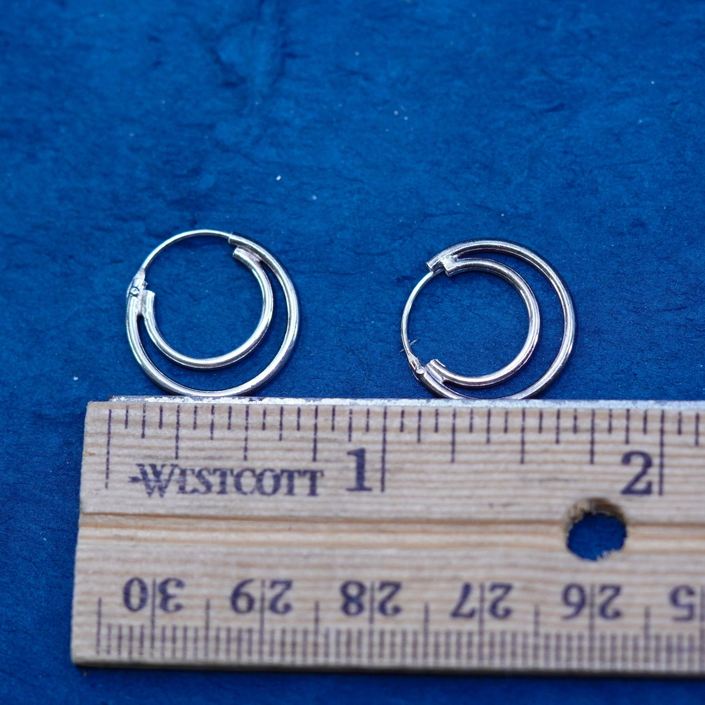 0.75”, vintage Sterling silver handmade hoop earrings, Modern 925 huggie