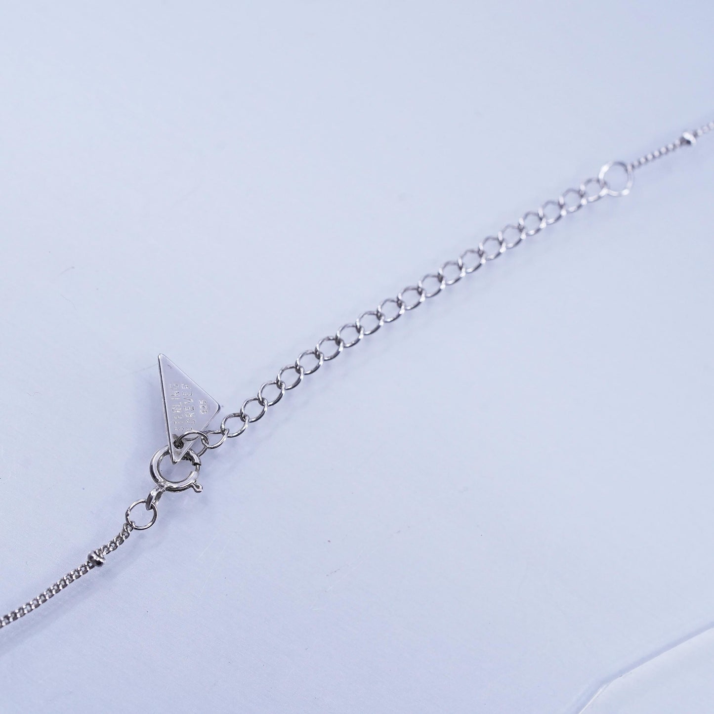 16+2”, vintage Sterling silver necklace, 925 bead curb chain letter K pendant