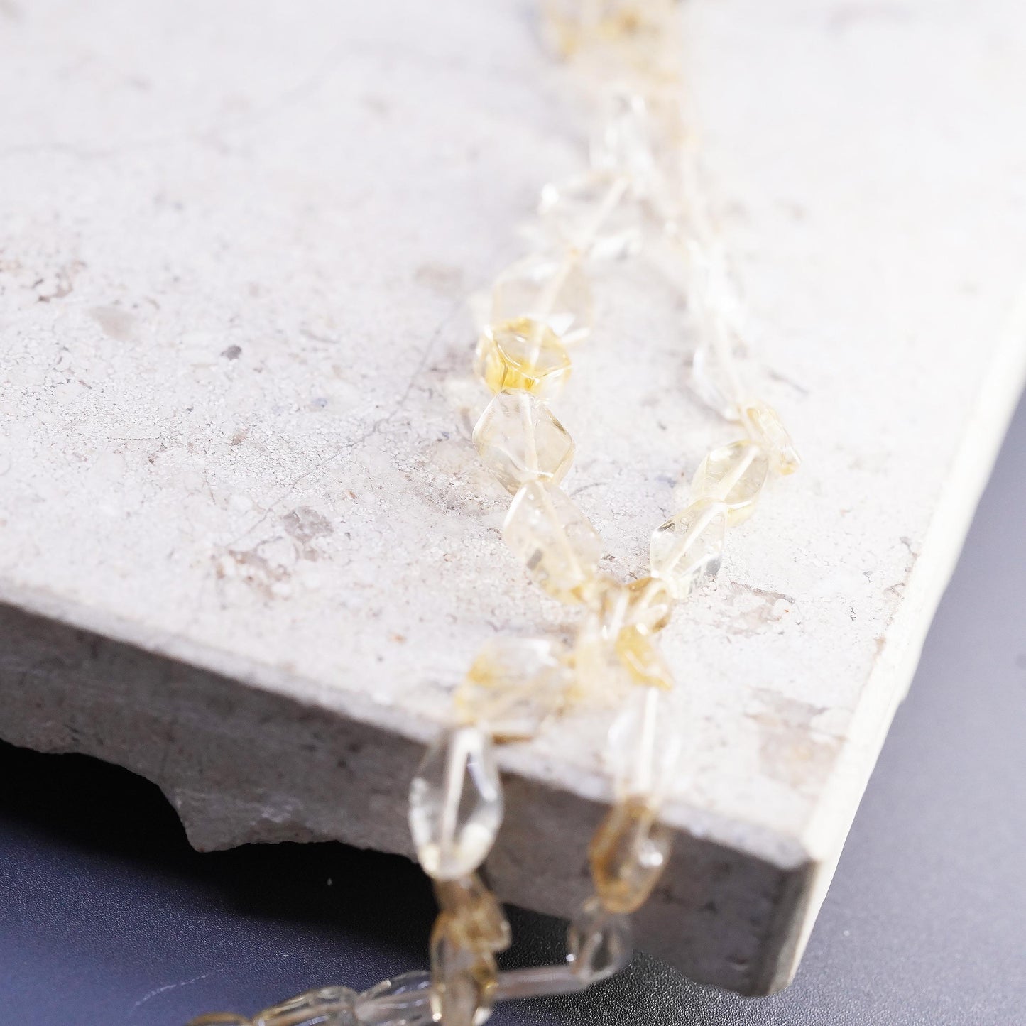 16", Sterling silver 925 necklace w/ double strands citrine beads toggle clasp