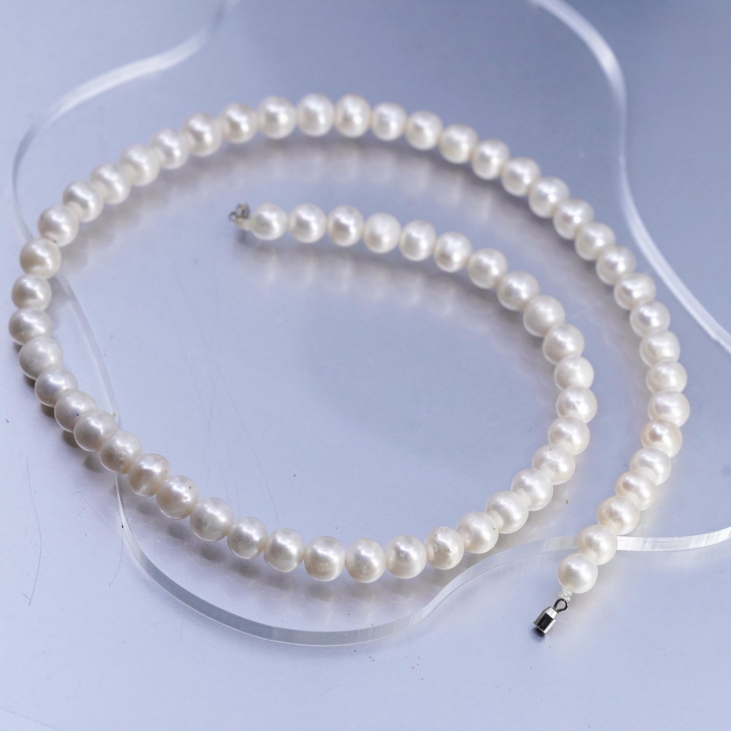 19", vintage 8mm freshwater pearl necklace with Sterling 925 silver clasp