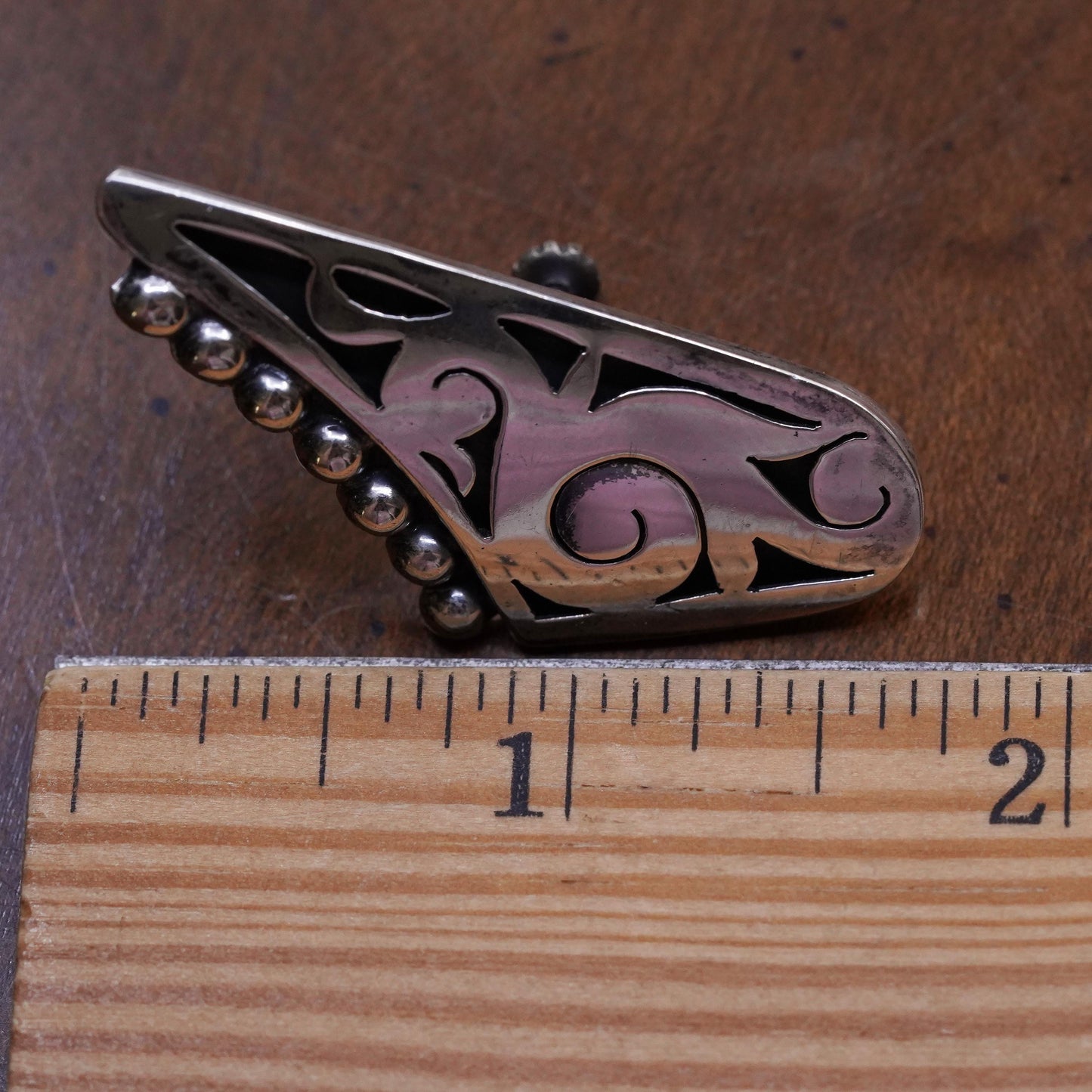 Vintage Mexican sterling silver single earring, 925 screw back with cut out