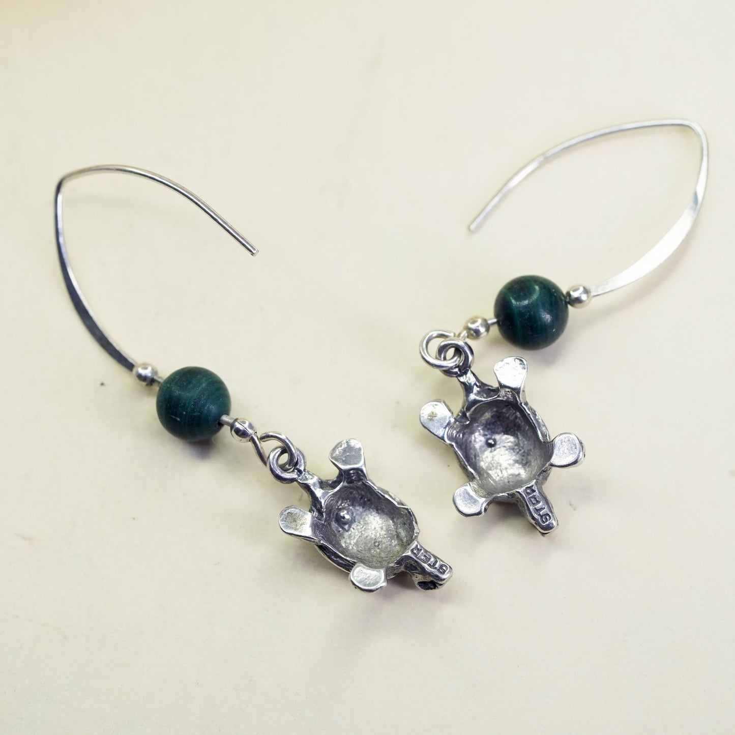 Vintage southwestern Sterling silver handmade earrings, 925 turtle dangles