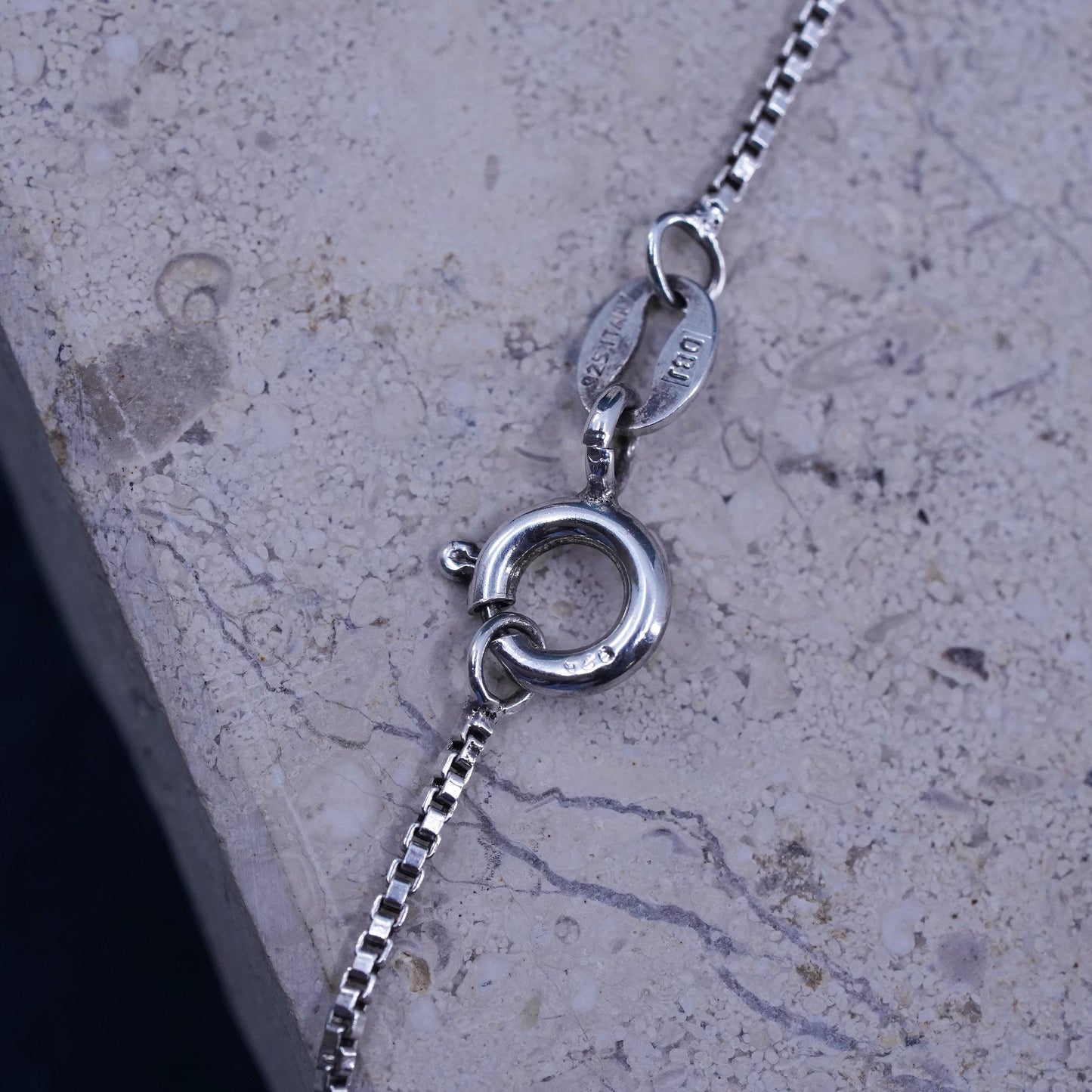 18”, Sterling 925 silver box chain necklace filigree butterfly slide pendant
