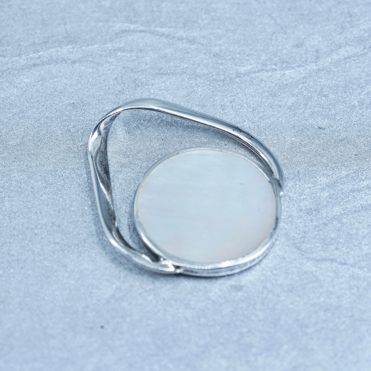 sterling 925 silver resin circle double sided pendant abalone mother of pearl