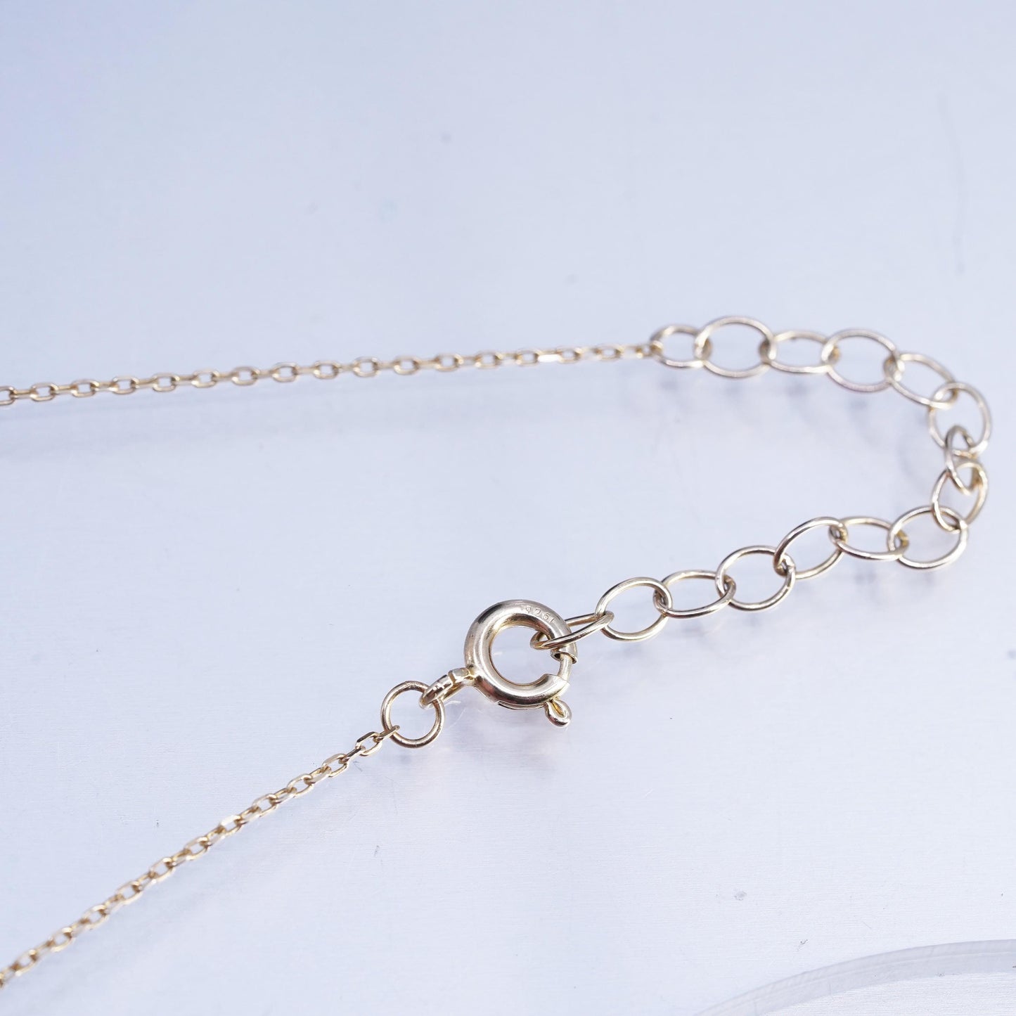 16+2" vermeil gold plated Sterling 925 silver circle necklace teardrop pendant