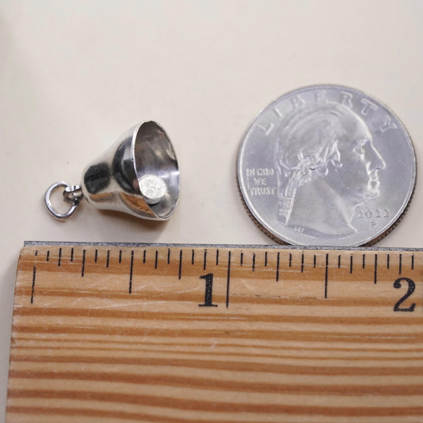 Vintage sterling silver charm, 925 bell, doesn’t chime