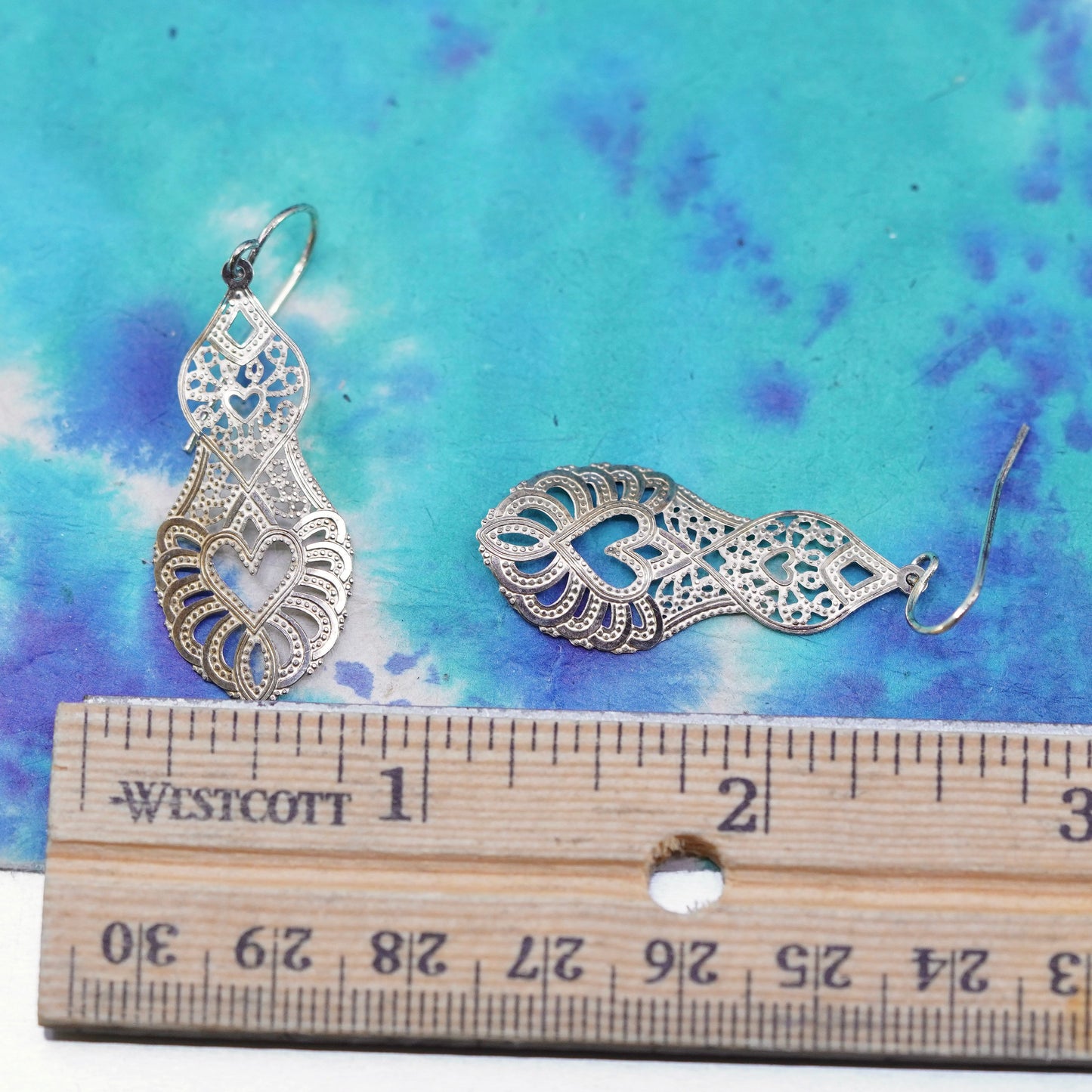 vermeil gold Sterling silver handmade earrings, 925 Bali Filigree teardrops