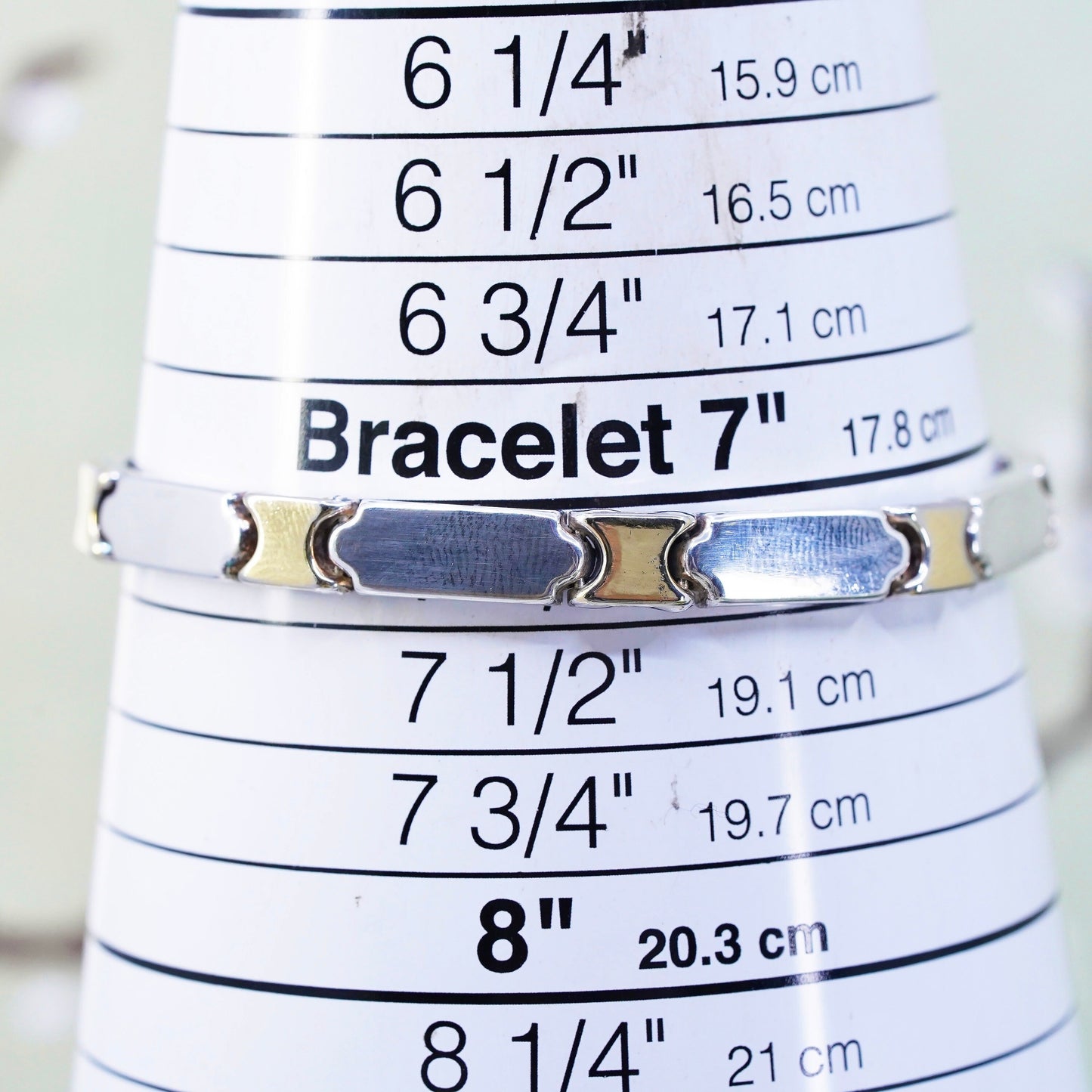 7.25", vintage Two Tone Italy Sterling silver chain, 925 tennis bracelet