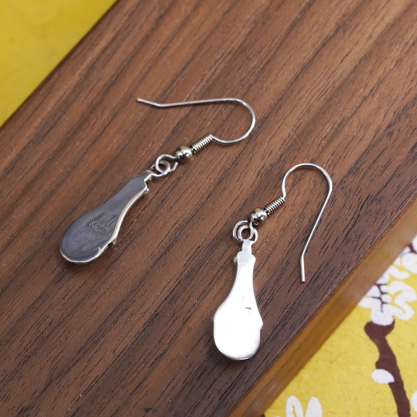 Native American Navajo Lorenzo Sterling 925 silver earrings turquoise
