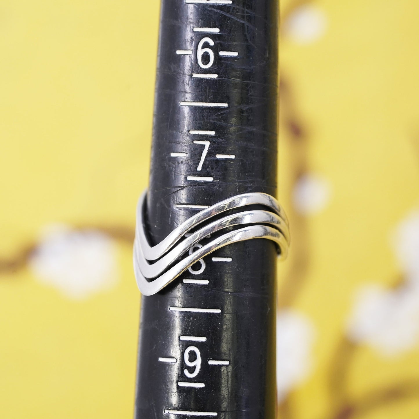 Size 7.5, vintage Sterling silver handmade ring, Modern 925 wavy band