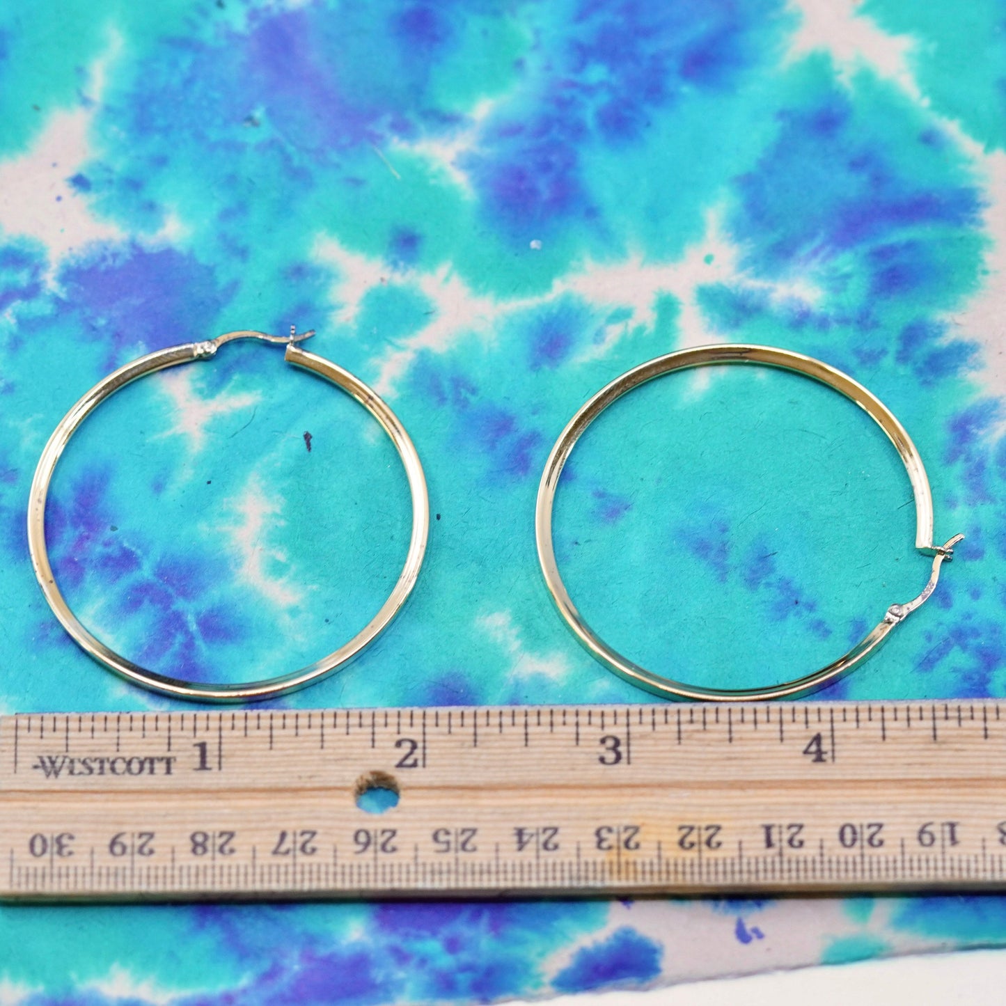 2”, vintage vermeil gold over Sterling silver handmade hoop earrings 925 huggie