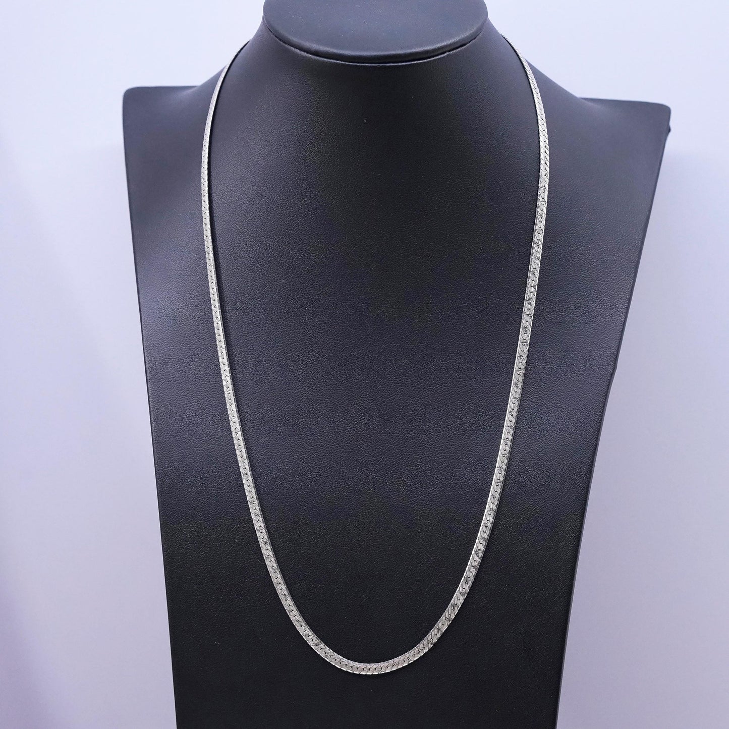 22", 4mm, vintage Sterling silver handmade necklace, 925 herringbone chain