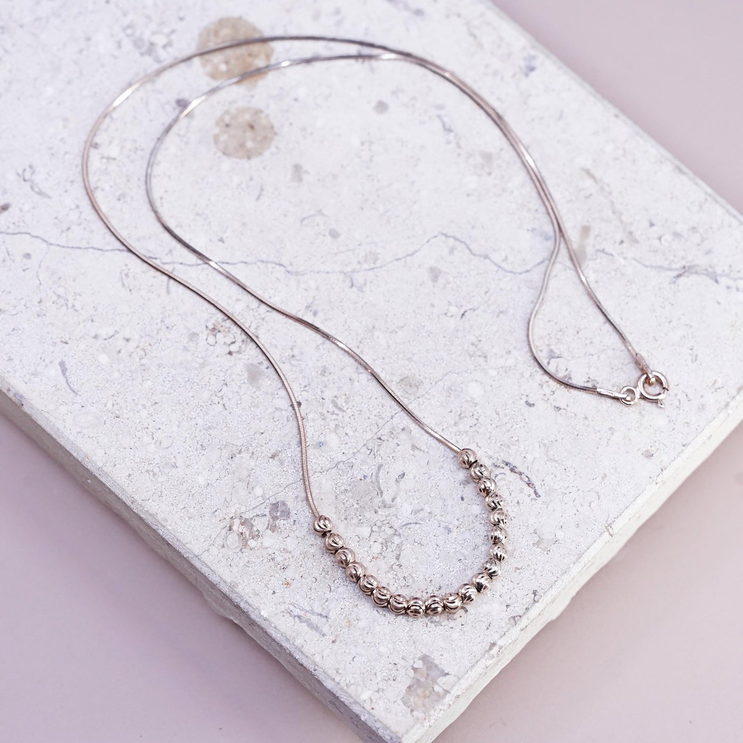 18" LIRM Italian rose gold Sterling silver necklace, 925 cluster beads pendant