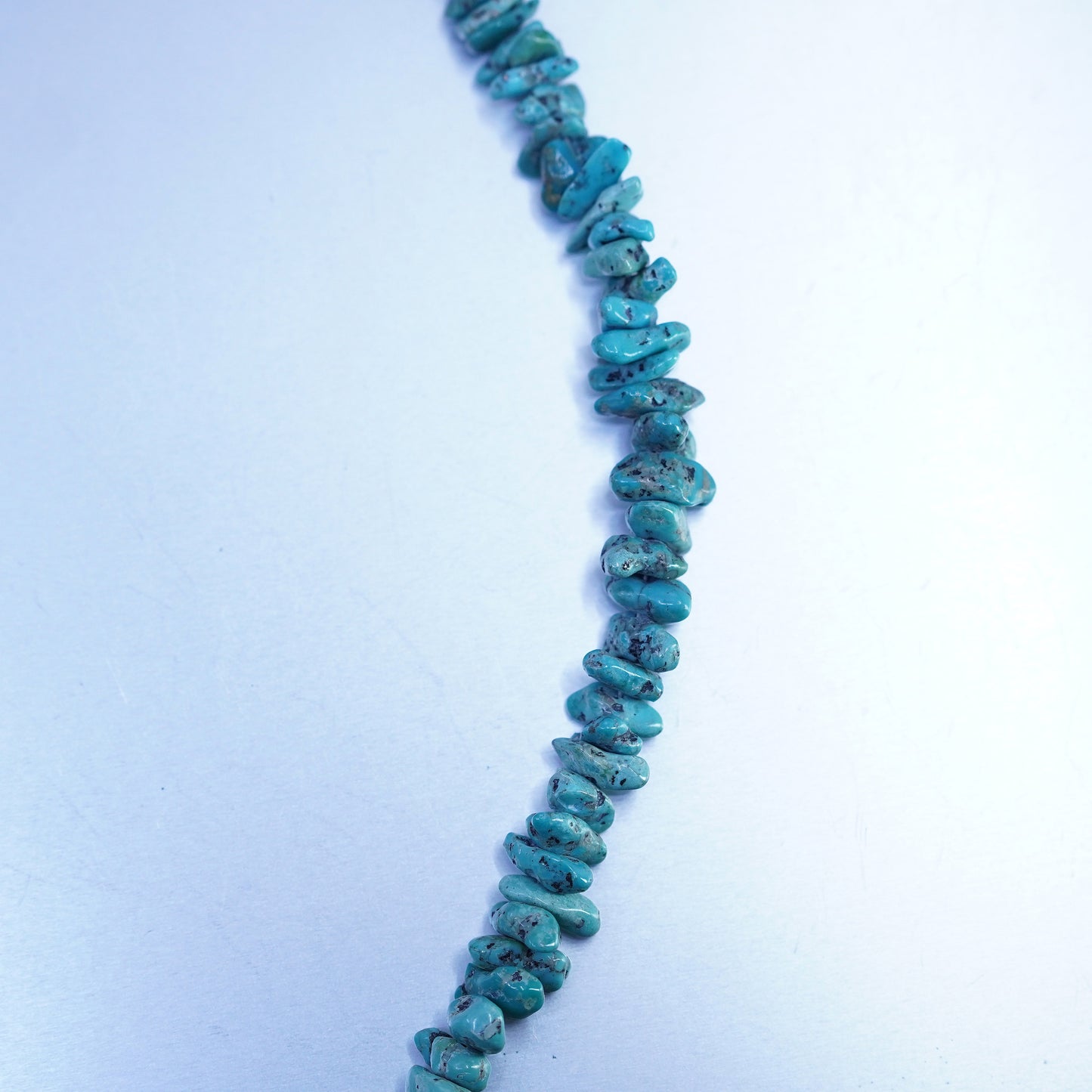 16”, Native American Sterling 925 silver handmade necklace with turquoise beads