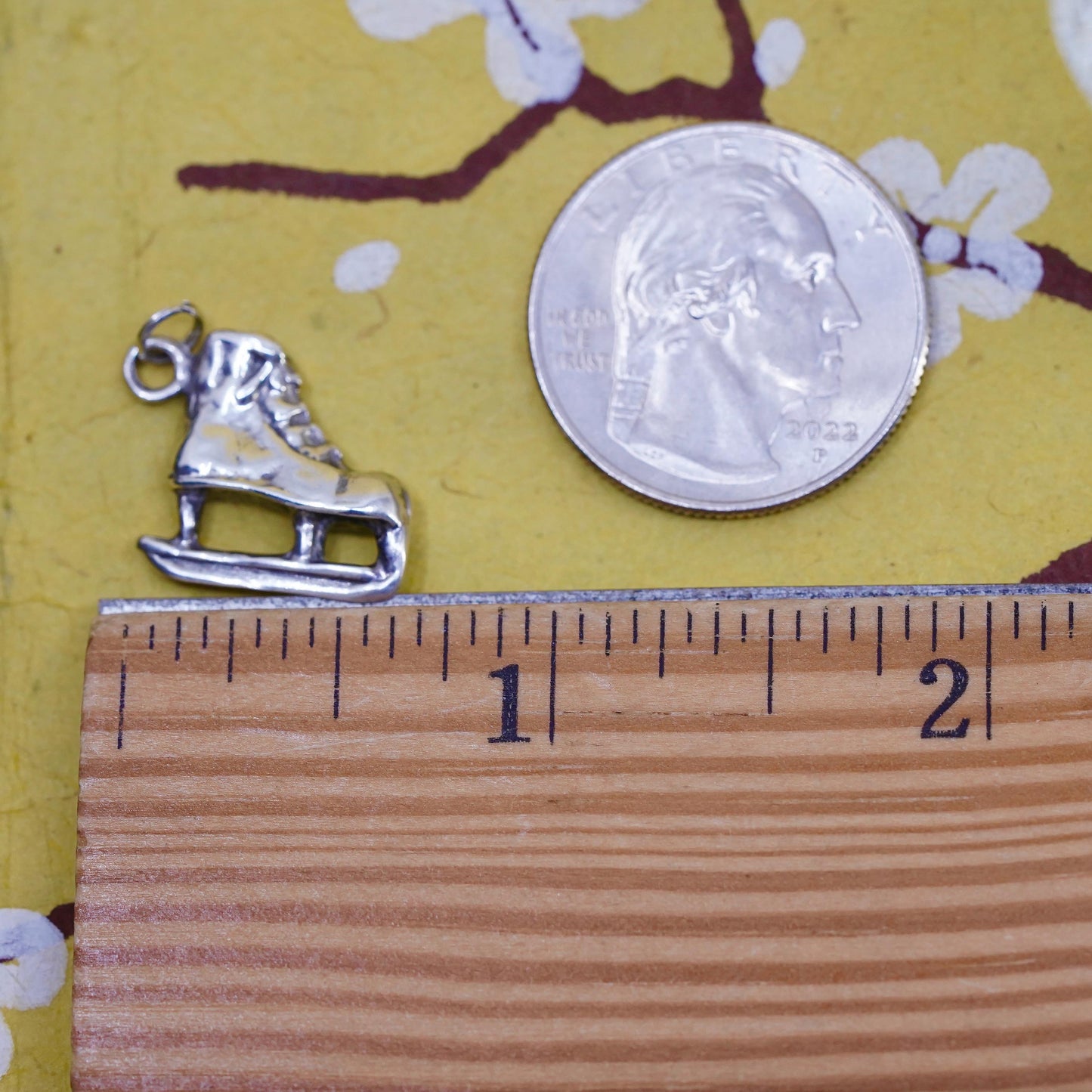 Vintage Sterling silver handmade pendant, 925 ice skate shoe charm