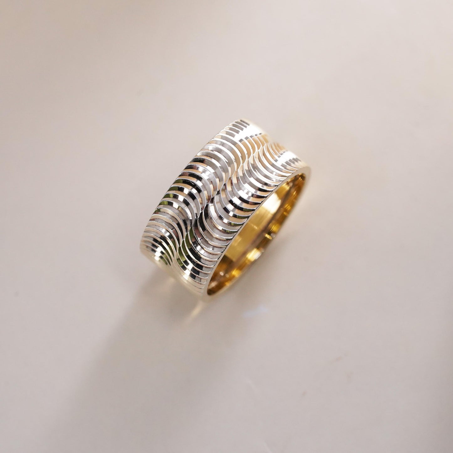Size 8.5, vintage Turkey Vermeil gold over sterling silver textured band ring