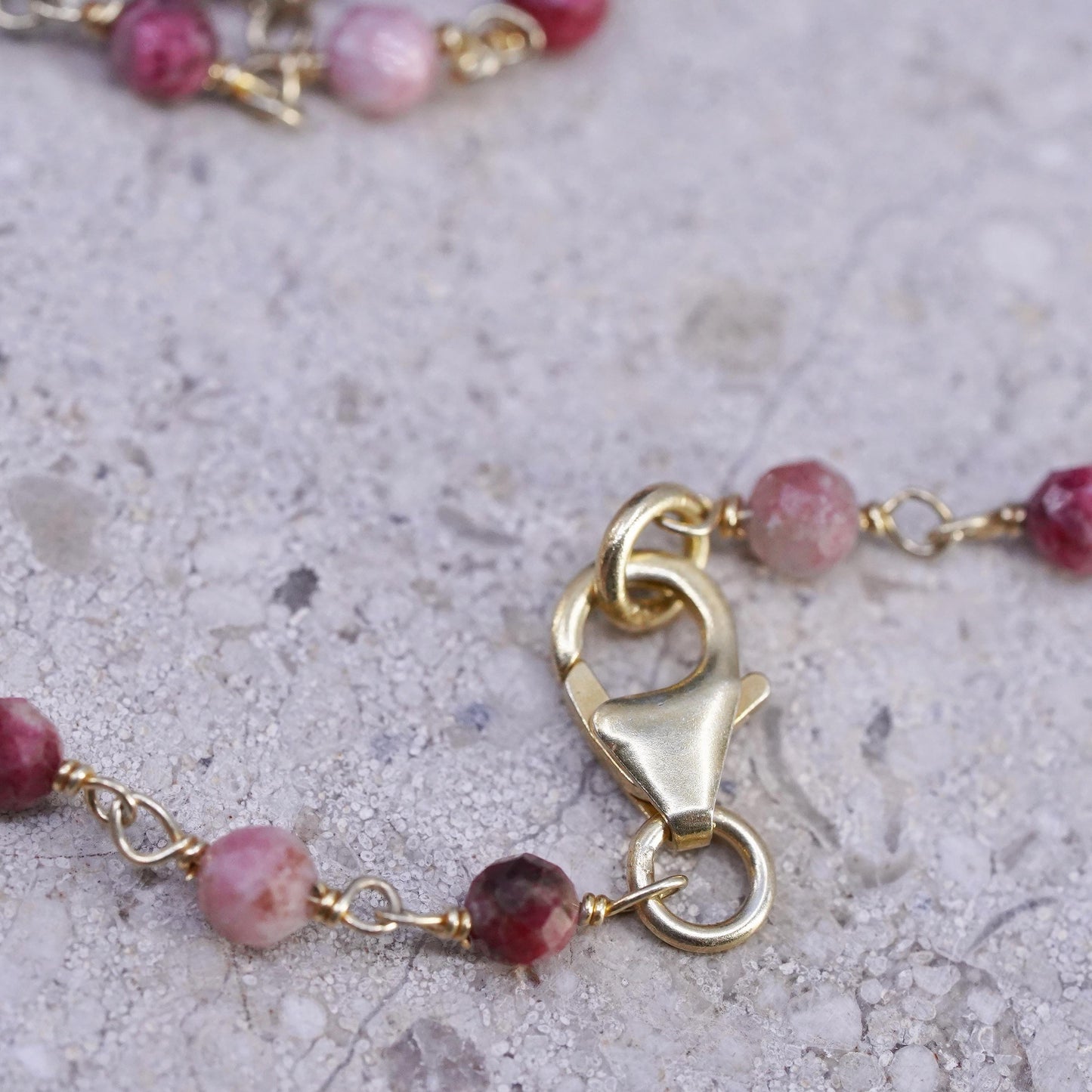 36", VTG vermeil gold Sterling silver extra long necklace, Indian ruby beads